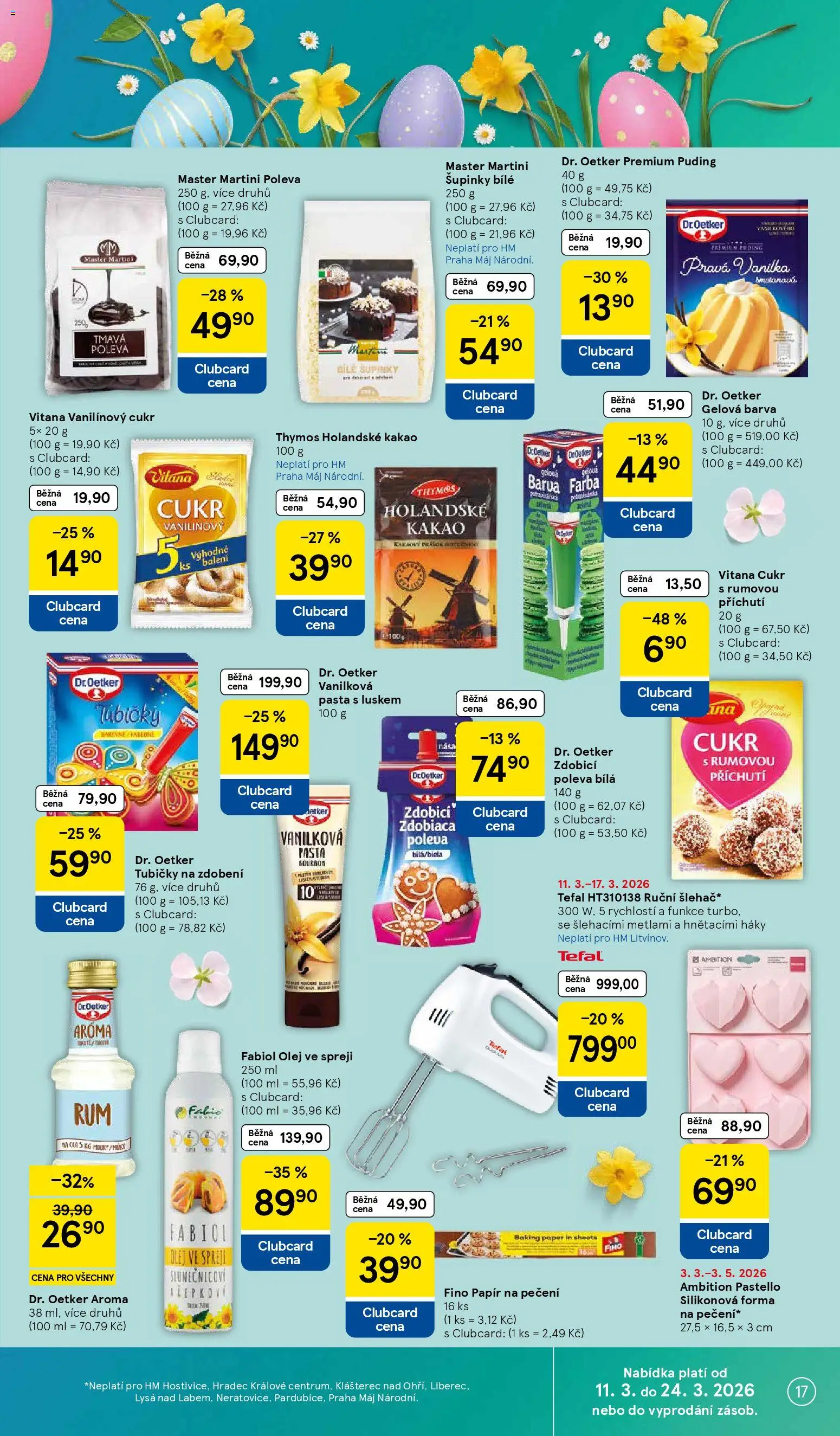 Tesco leták - Hypermarket od 11.03.2026 | Strana: 17 | Produkty: Vanilková pasta, Puding, Kakao, Olej ve spreji
