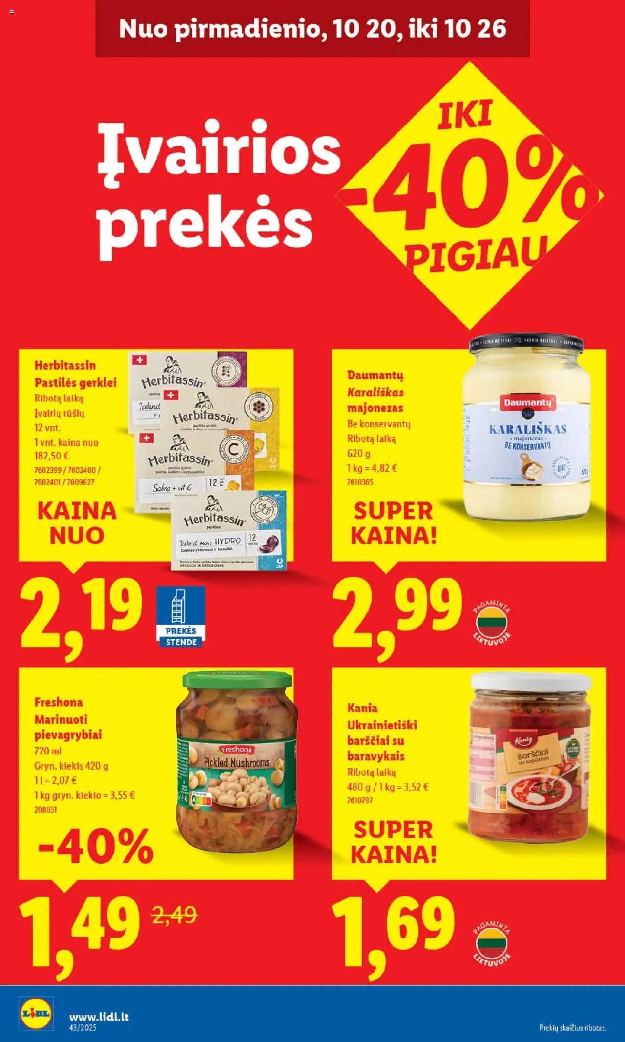 LIDL akcijos nuo 20.10.2025 | Puslapis: 40 | Prekių: Pievagrybiai, Majonezas