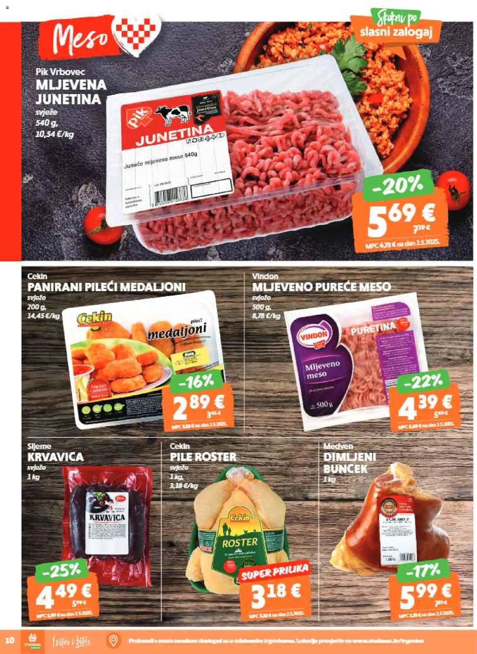 Studenac katalog | vrijedi od 04.02.2026 | Stranica: 10 | Proizvodi: Puretina, Pileći medaljoni, Meso, Pik Vrbovec