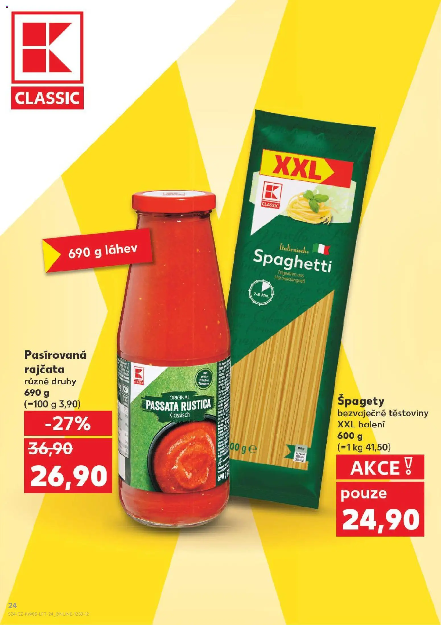 Kaufland leták - Plzeň od 14.01.2026 | Strana: 24 | Produkty: Pasírovaná rajčata, Rajčata, Passata, Špagety