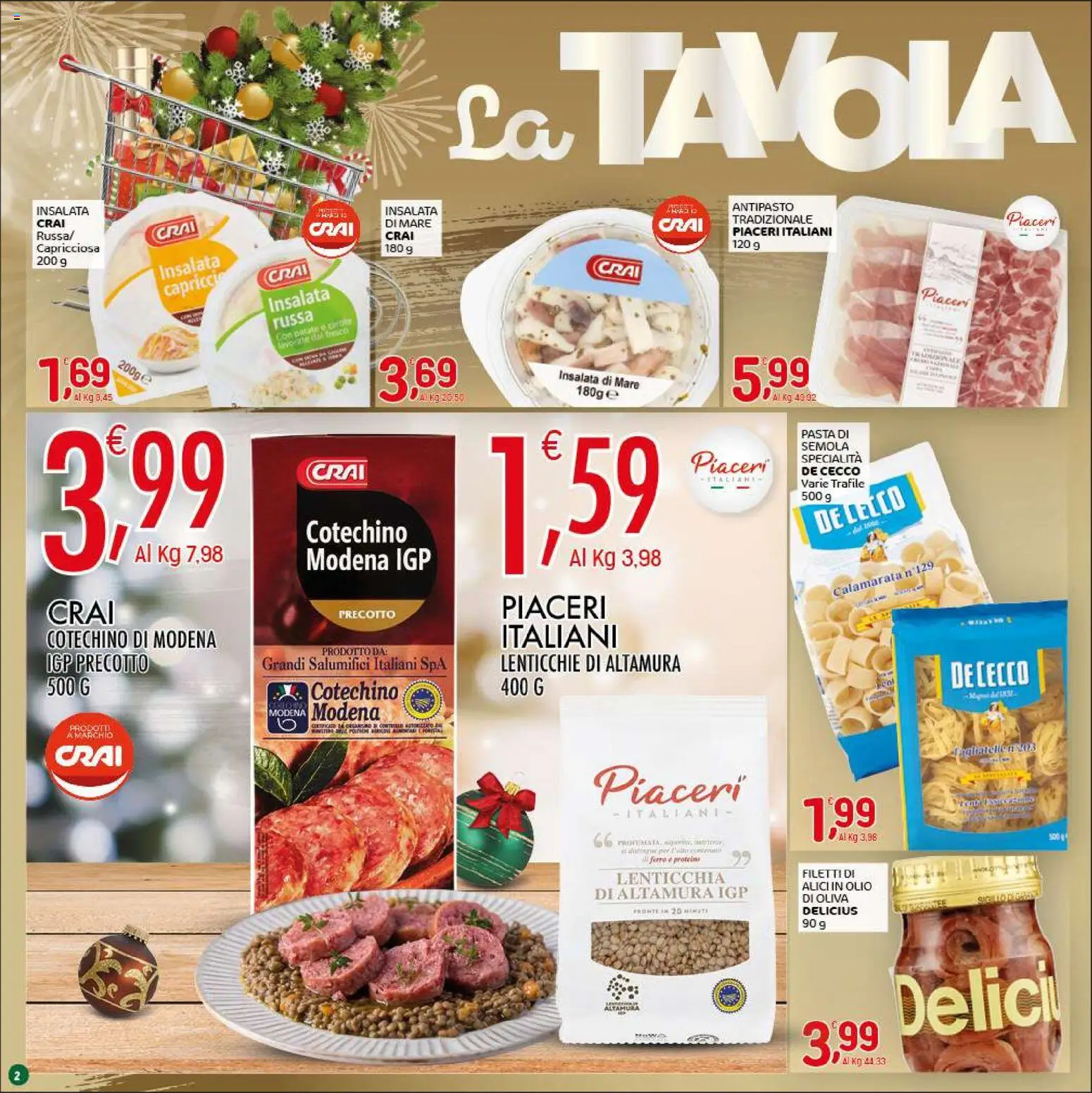 Volantino CRAI del 18.12.2025 | Pagina: 2 | Prodotti: Insalata, Carote, Cotechino, Olio di Oliva