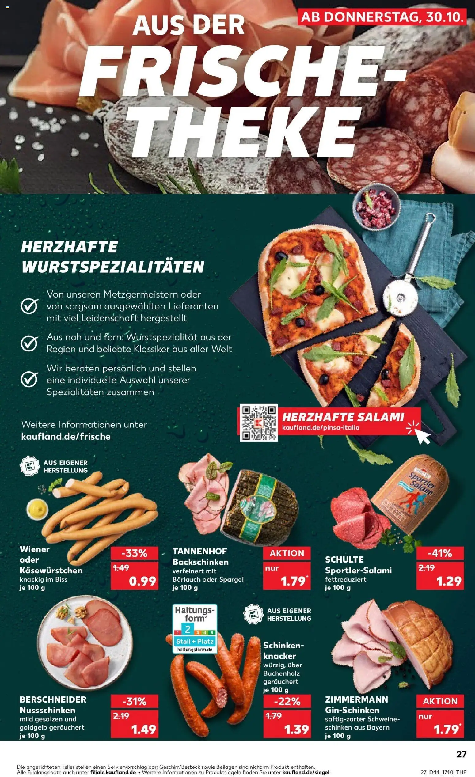 Kaufland prospekt Zerbst	 – gültig ab 30.10.2025 | Seite: 27 | Produkte: Theke, Spargel, Salami, Schinken