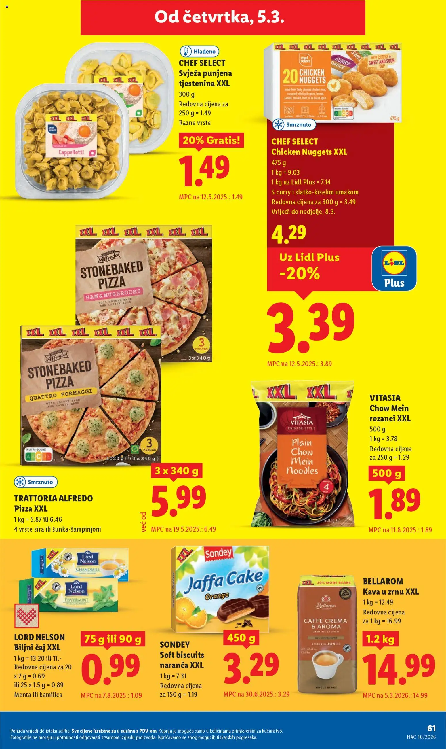 Lidl katalog | vrijedi od 02.03.2026 | Stranica: 61 | Proizvodi: Kava u zrnu, Pizza, Tjestenina, Pasta