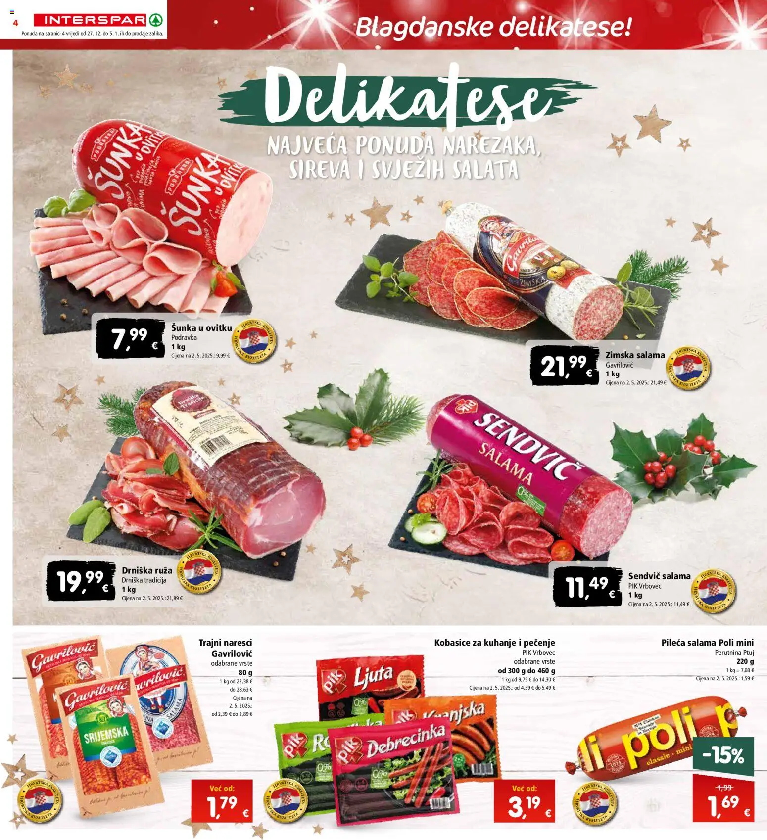 Interspar katalog | vrijedi od 27.12.2025 | Stranica: 4 | Proizvodi: Podravka, Salata, Perutnina Ptuj, Pik Vrbovec