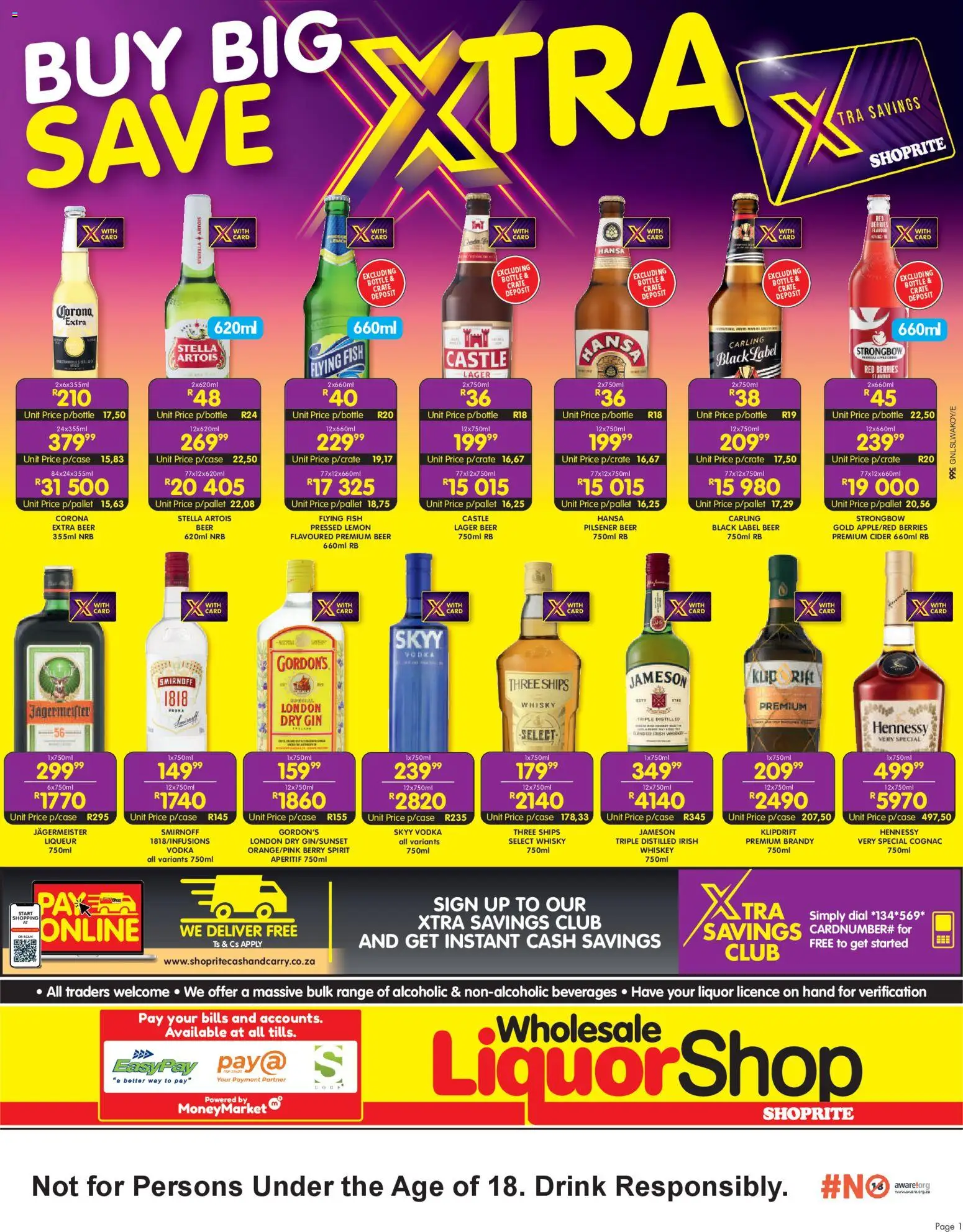 New Shoprite catalogue – valid from 23.03.2026 | Page: 1 | Products: Cesto para colada, Crate, Beer, Vodka