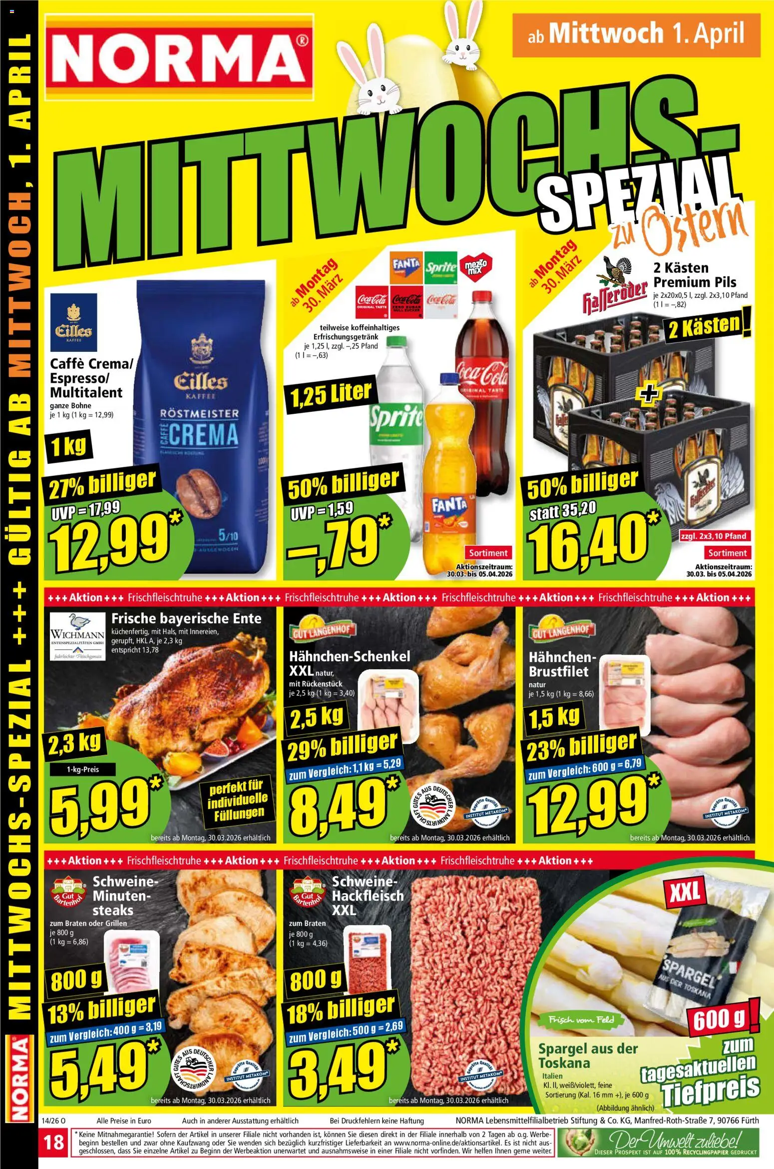 Norma Prospekt 	 – gültig ab 30.03.2026 | Seite: 19 | Produkte: Fanta, Hahnchenschenkel, Zucker, Hackfleisch