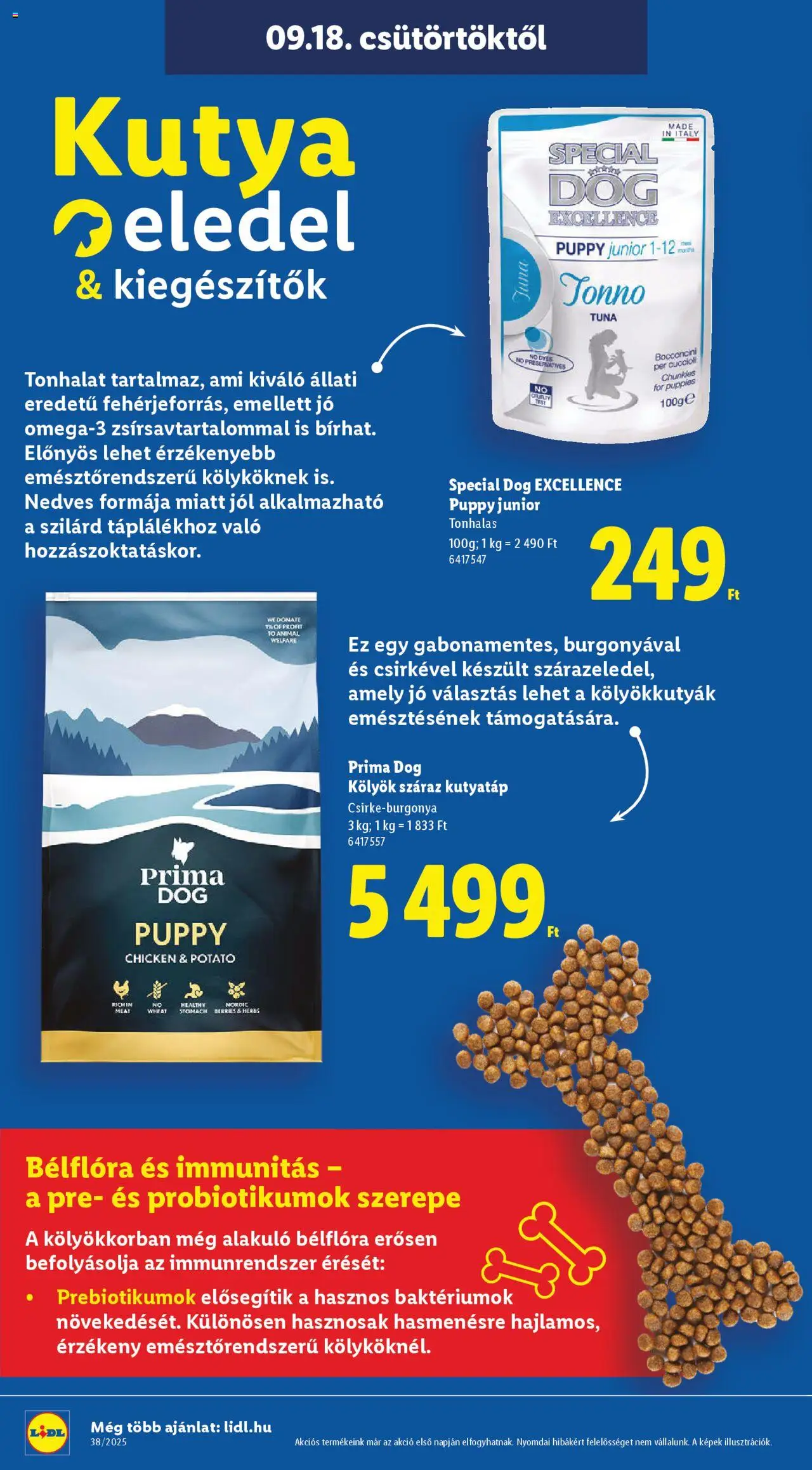 Lidl akciós ujság - amely érvényes a következő dátumtól: 18.09.2025 | Oldal: 32 | Termékek: Kutyatáp