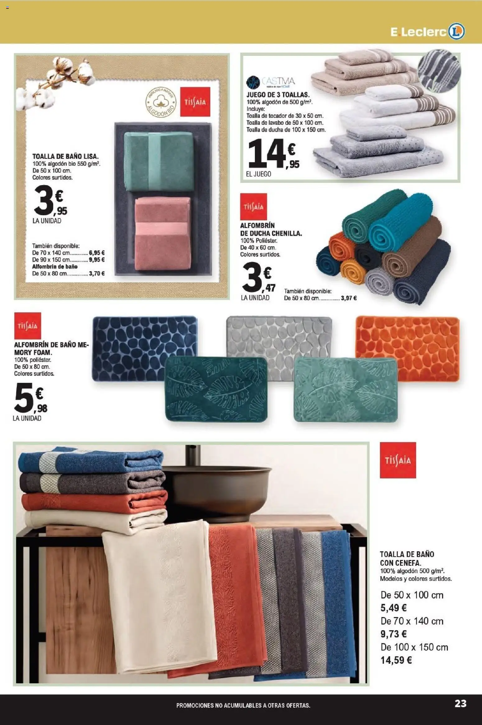 E.Leclerc folleto │ válido desde el 21.01.2026 | Página: 23 | Productos: Toalla de baño, Lavabo, Baño, Ducha