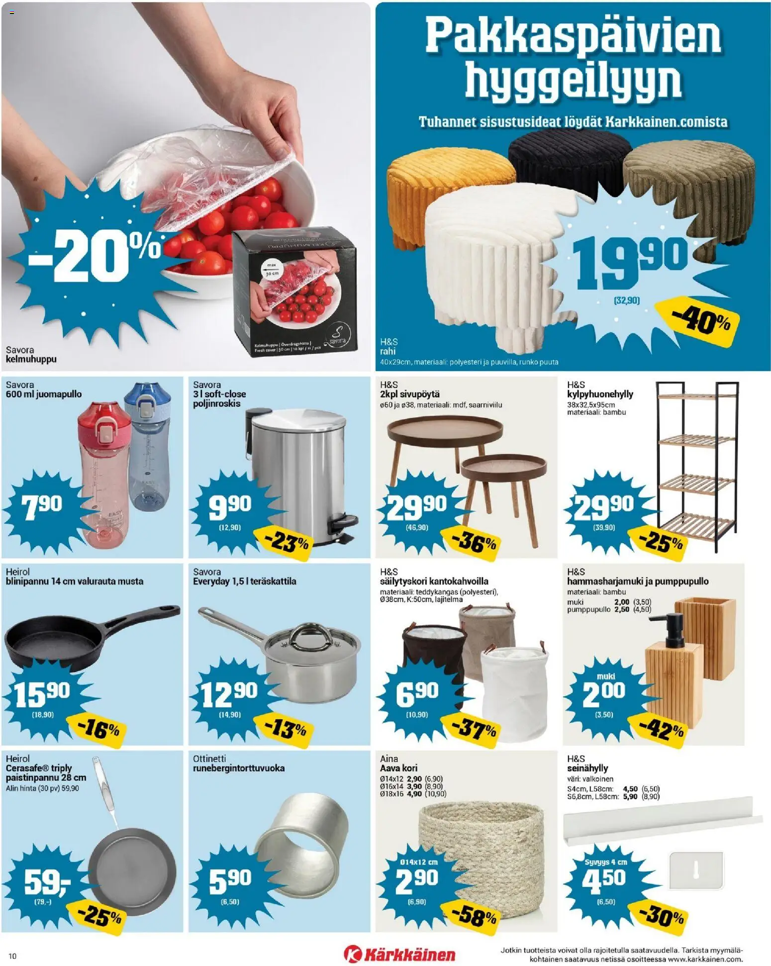 Kärkkäinen tarjoukset – voimassa 21.01.2026 alkaen | Sivu: 10 | Tuotteet: Rahi, Muki, Paistinpannu, Kori