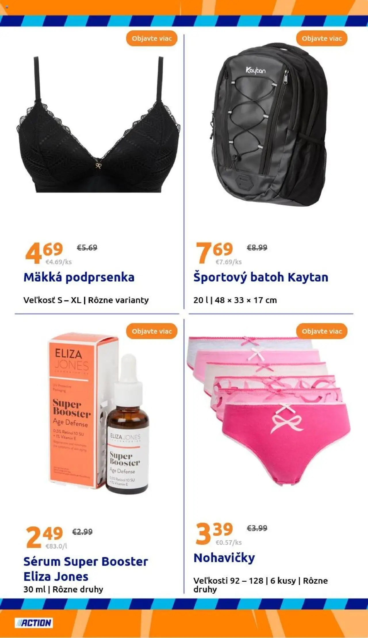 Nové Action akcie – leták je platný od 10.09.2025 | Strana: 25 | Produkty: Nohavičky, Podprsenka, Batoh