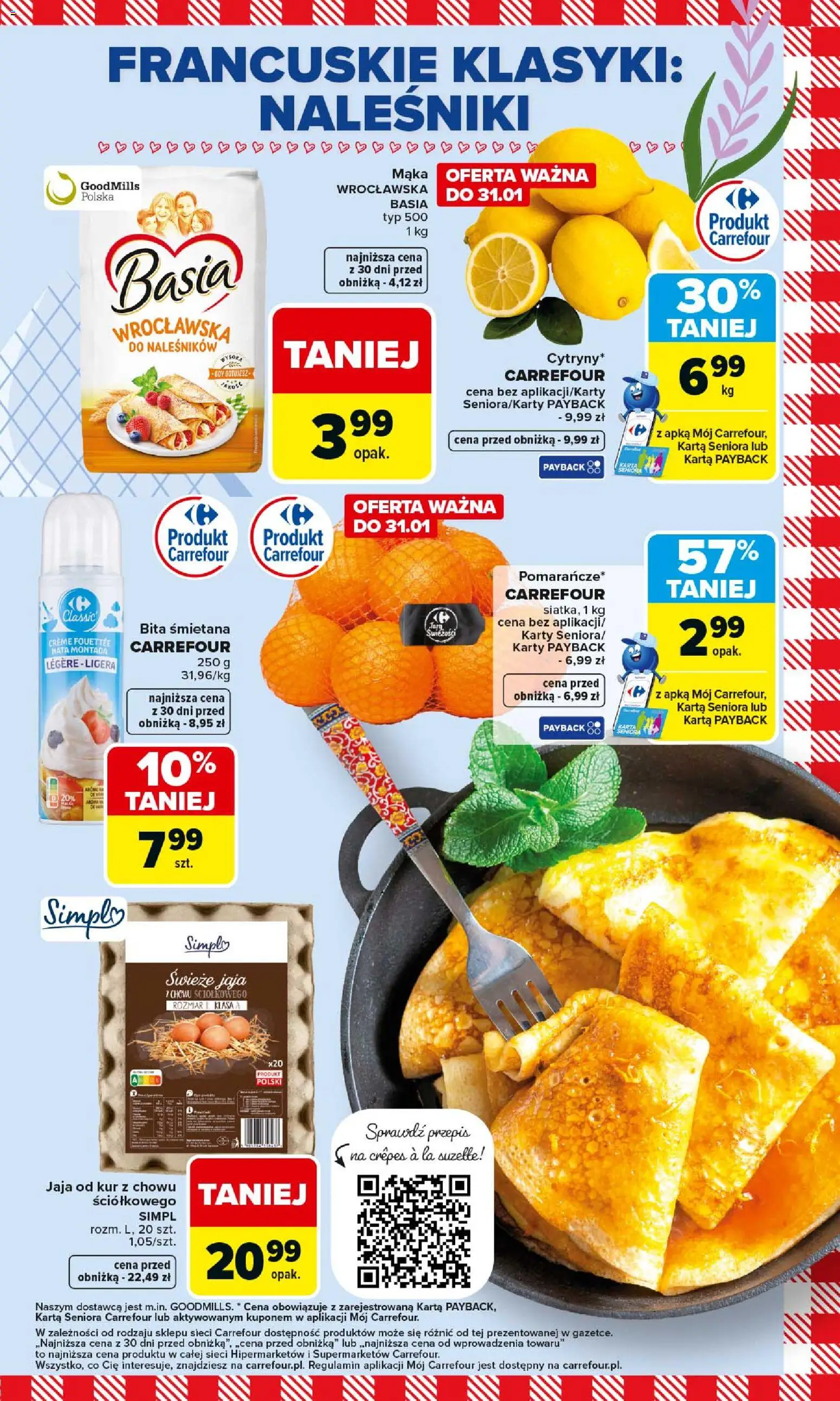 Carrefour Gazetka - Kuchnia Francuska od 26.01.2026 | Strona: 5 | Produkty: Karta, Śmietana, Naleśniki, Jaja