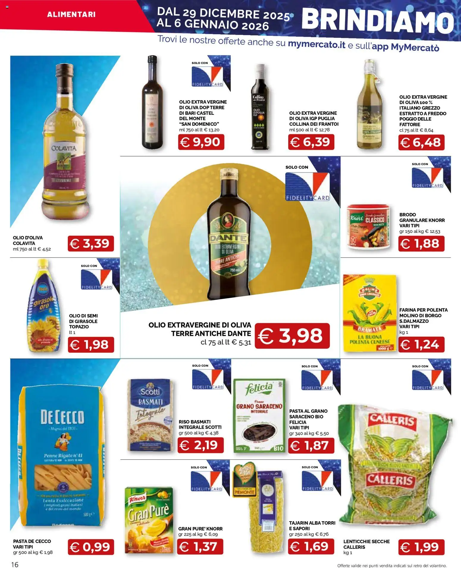 Volantino Mercatò del 29.12.2025 | Pagina: 16 | Prodotti: Riso, Olio, Pasta, Olio extra vergine
