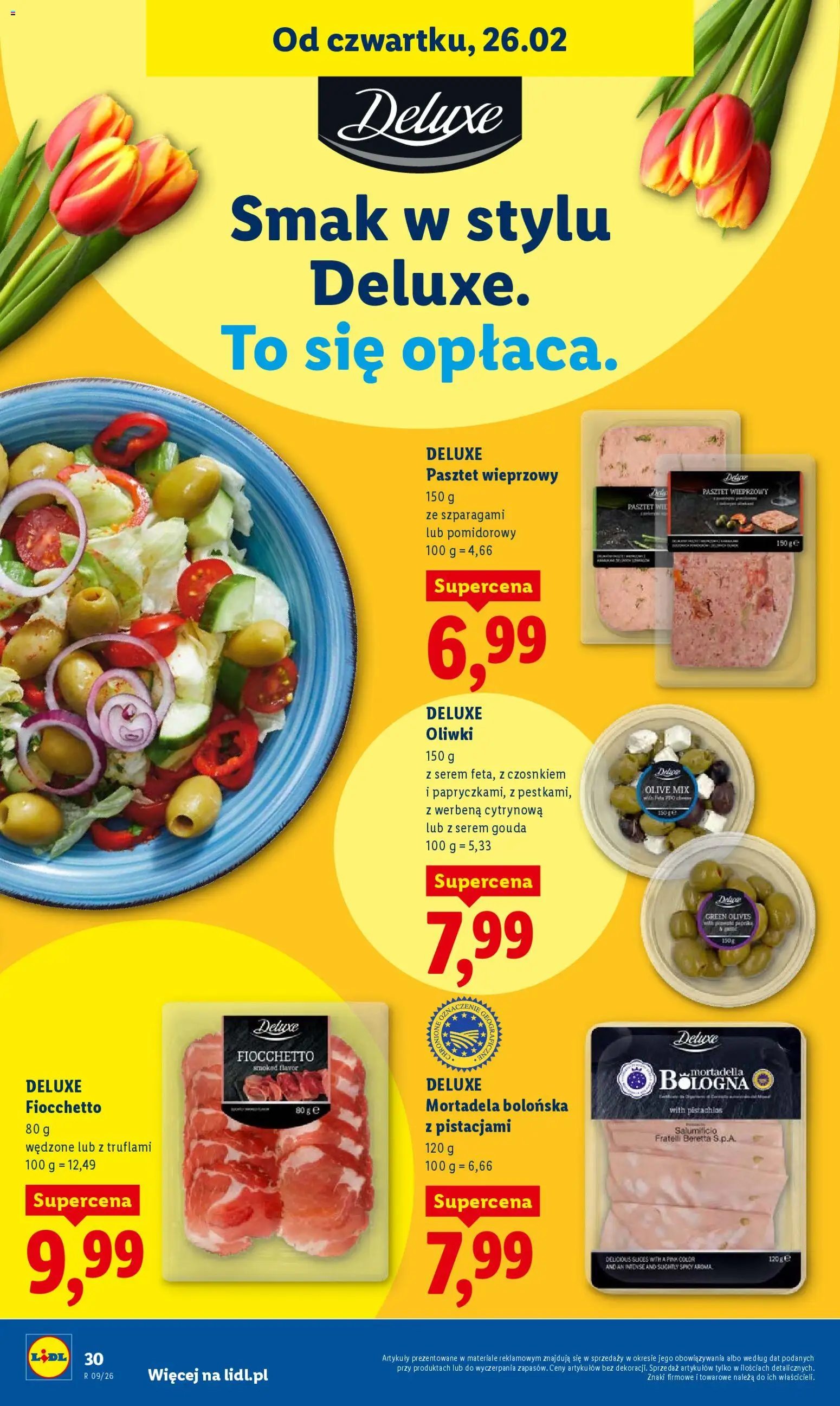 Lidl Polsko leták od 26.02.2026 | Strana: 30 | Produkty: Gouda, Deluxe, Mortadella