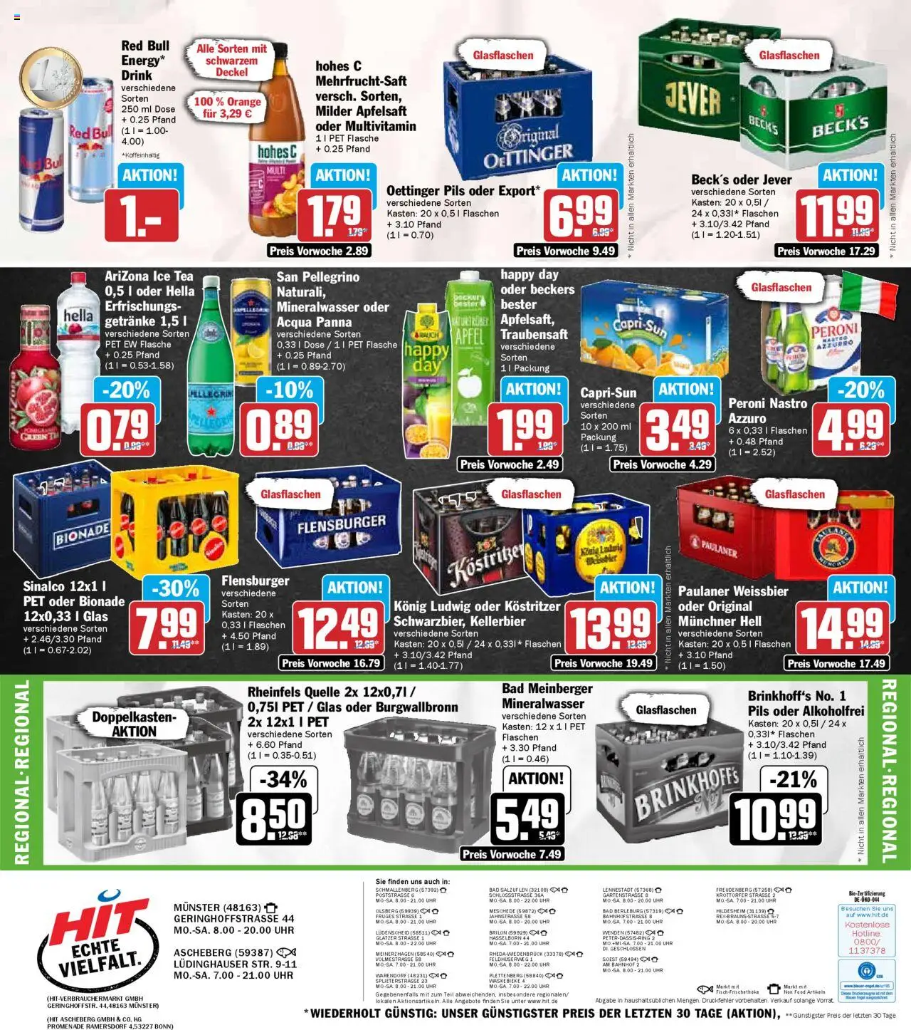 HIT - Nordrhein-Westfalen - gültig ab dem 18.08.2025 | Seite: 19 | Produkte: Red bull, Pils, Äpfel, Uhr