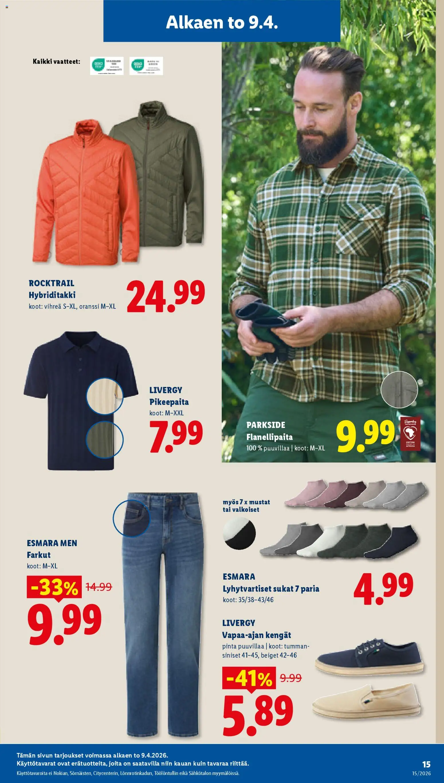 Lidl tarjoukset – voimassa 09.04.2026 alkaen | Sivu: 21 | Tuotteet: Vaatteet, Sukat, Farkut