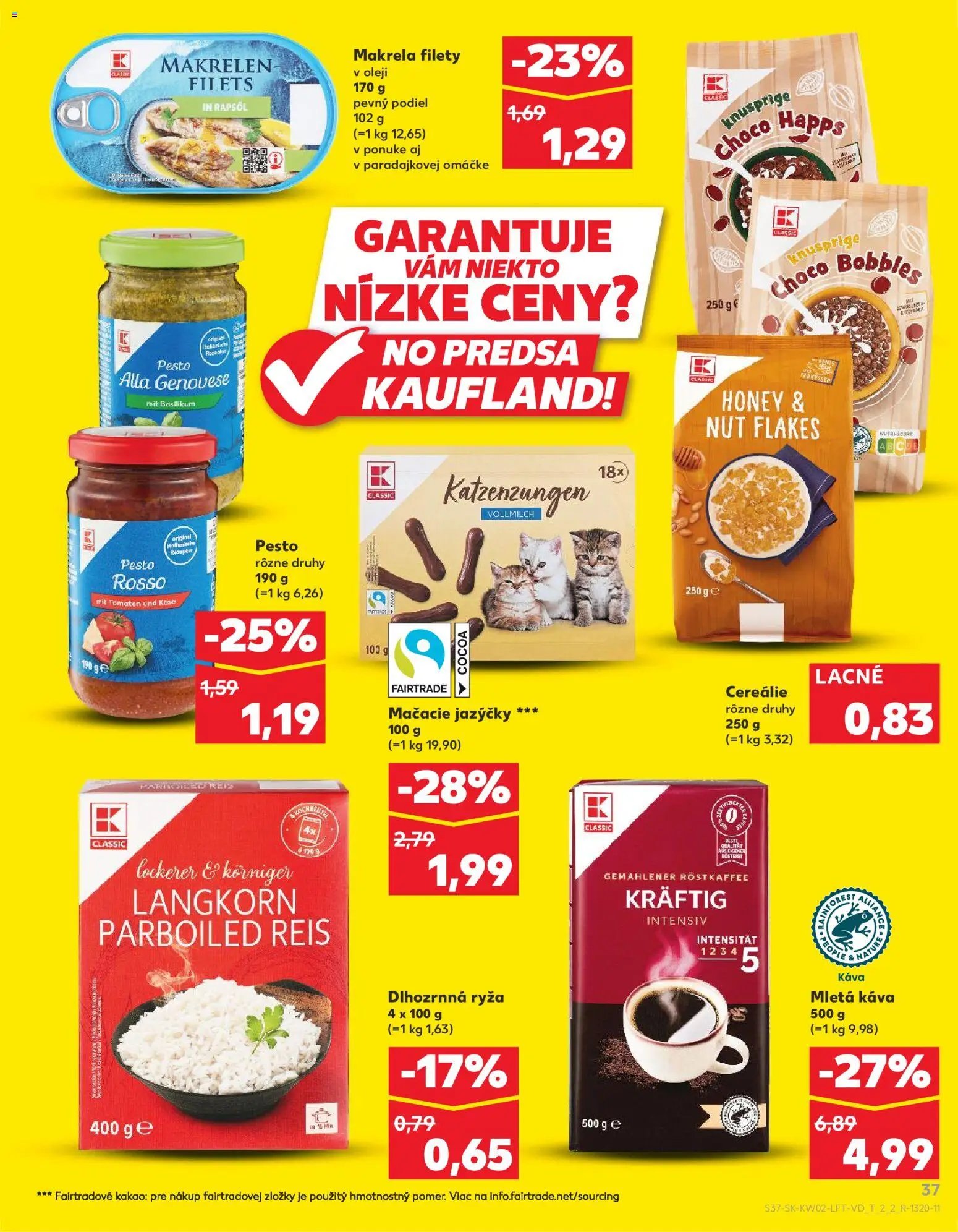 Nové Kaufland akcie – leták je platný od 08.01.2026 | Strana: 37 | Produkty: Káva, Ryža, Cereálie, Kakao