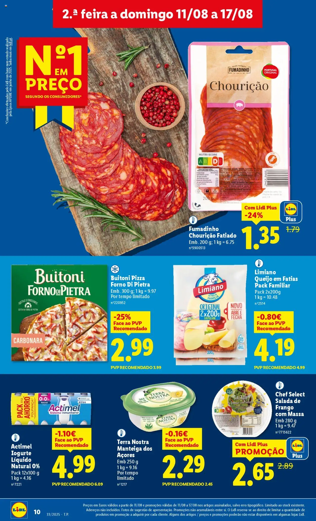 Lidl folheto │ válido de 11.08.2025 | Página: 10 | Produtos: Forno, Iogurte, Pizza, Salada
