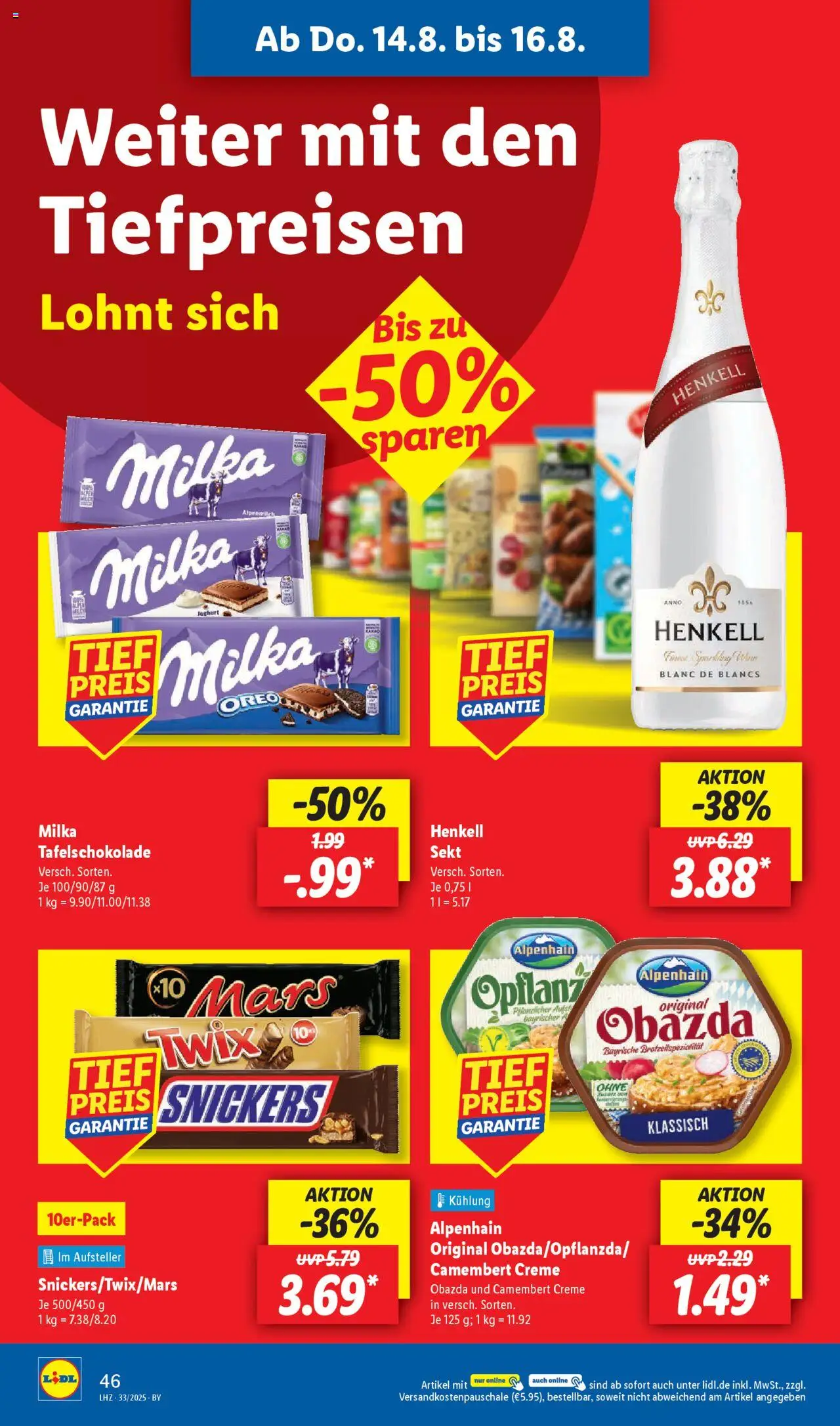 Lidl Prospekt Uffenheim - gültig ab dem 11.08.2025 | Seite: 64 | Produkte: Sekt, Milka, Snickers, Twix