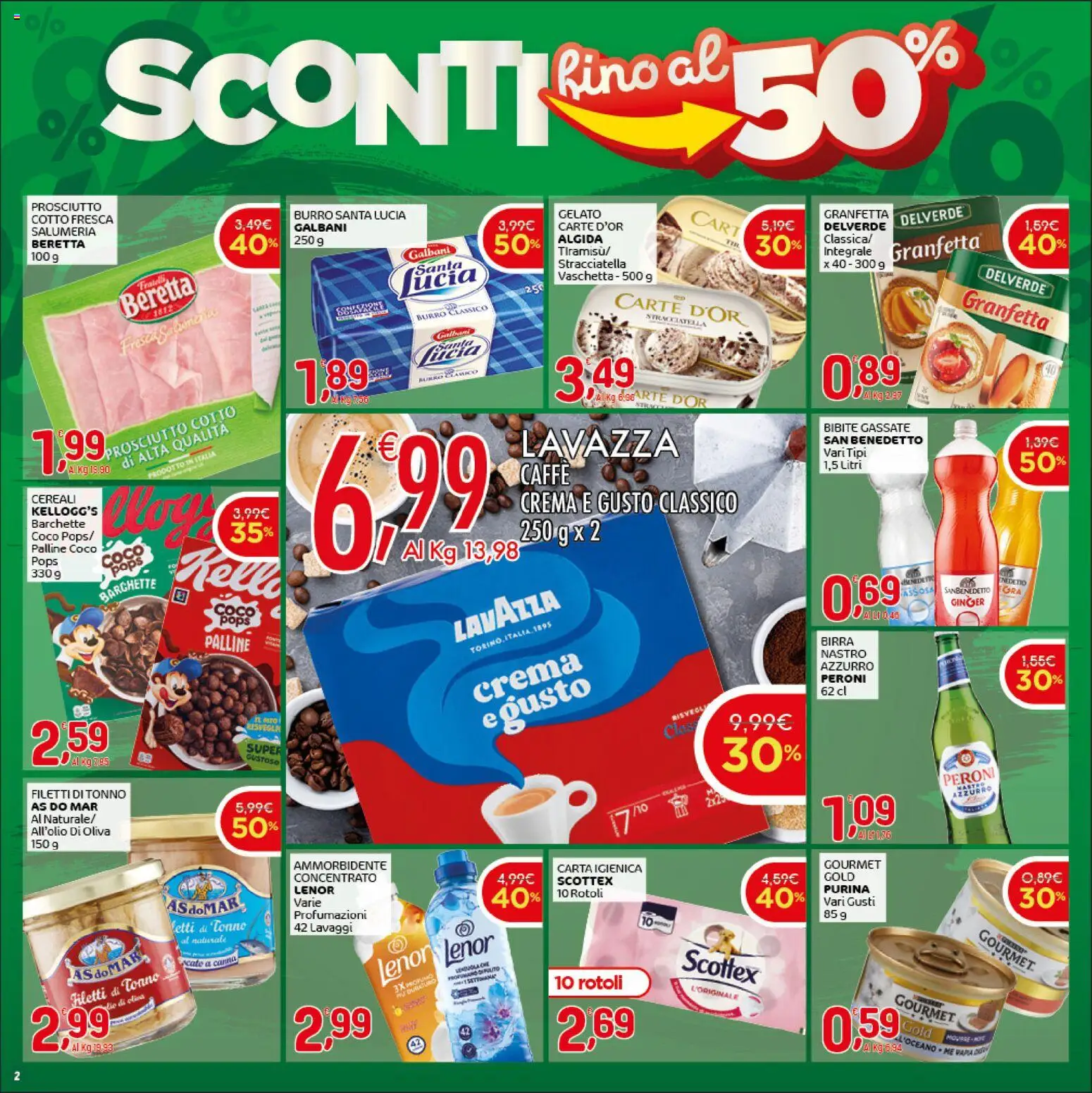 Volantino CRAI del 07.04.2026 | Pagina: 2 | Prodotti: Prosciutto Cotto, Caffè, Birra, Ammorbidente