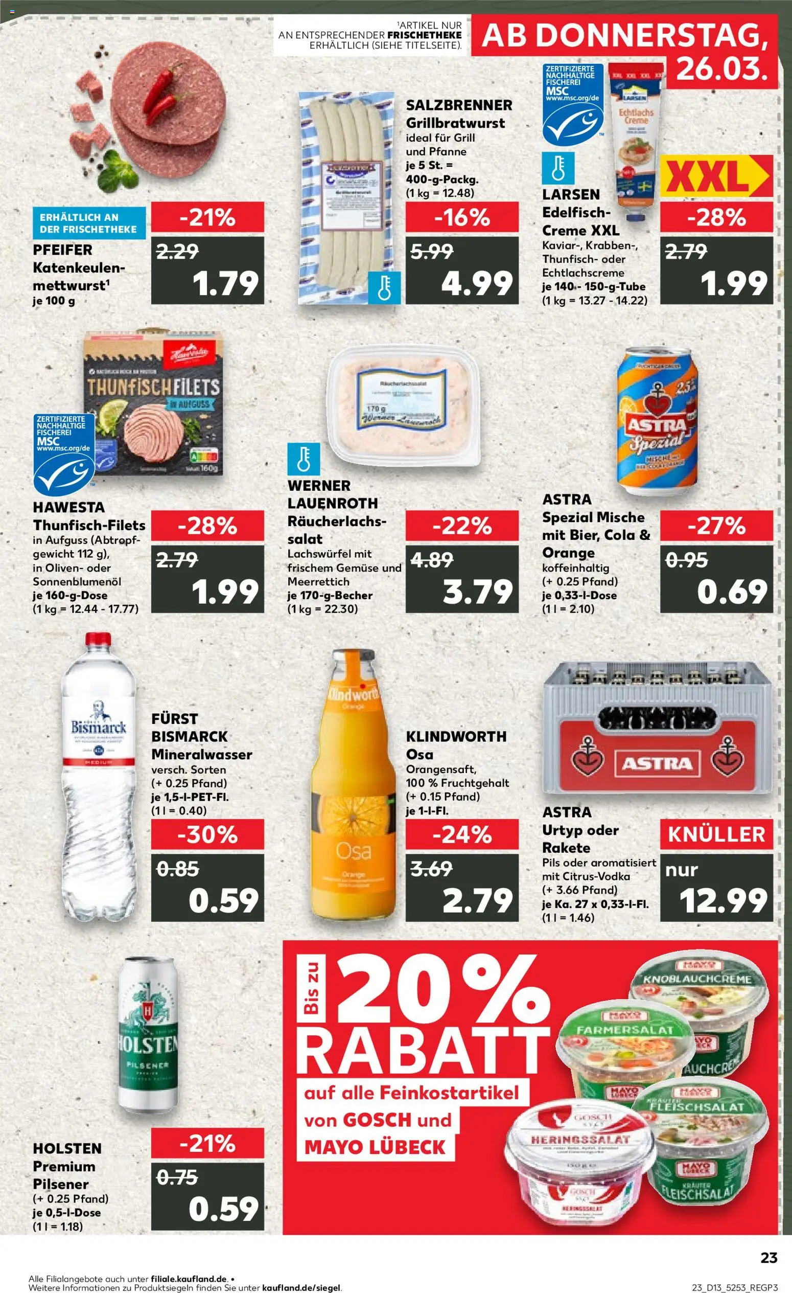 Kaufland Prospekt Hamburg	 – gültig ab 26.03.2026 | Seite: 23 | Produkte: Holsten, Räucherlachs, Gemüse, Salat