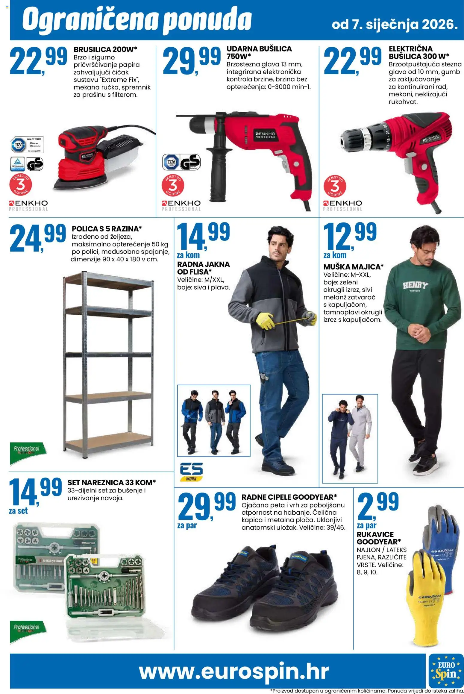 Eurospin katalog | vrijedi od 07.01.2026 | Stranica: 19 | Proizvodi: Brusilica, Polica, Jakna, Rukavice