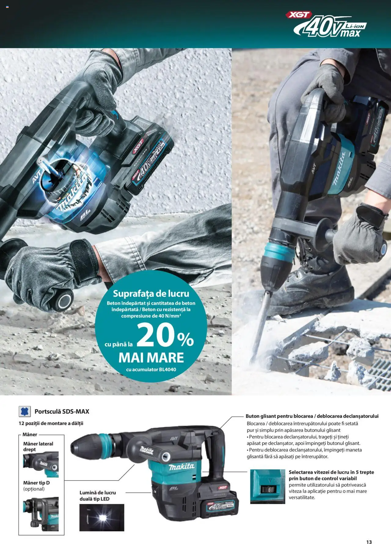 Makita catalog - Masini profesionale Makita XGT – valabil de la 20.06.2024 | Pagină: 13 | Produse: Mâner