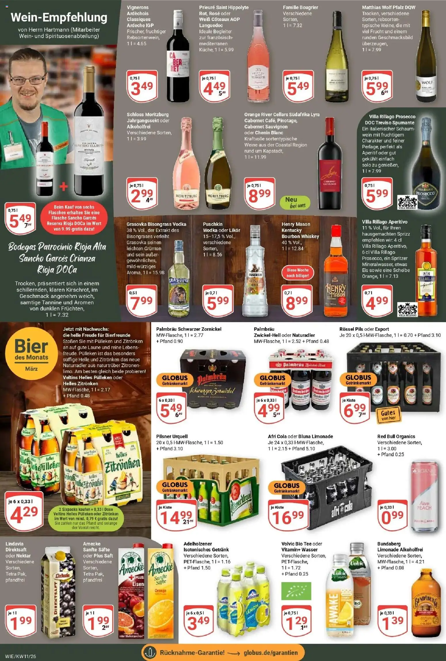 Globus prospekt Waghäusel	 – gültig ab 09.03.2026 | Seite: 18 | Produkte: Adelholzener, Limonade, Pilsner urquell, Veltins