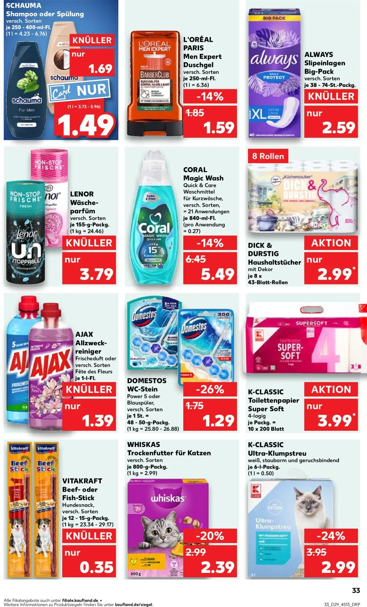 Kaufland prospekt Speyer	 - gültig ab dem 17.07.2025 | Seite: 33 | Produkte: Lenor, Coral, Parfüm, Spülung