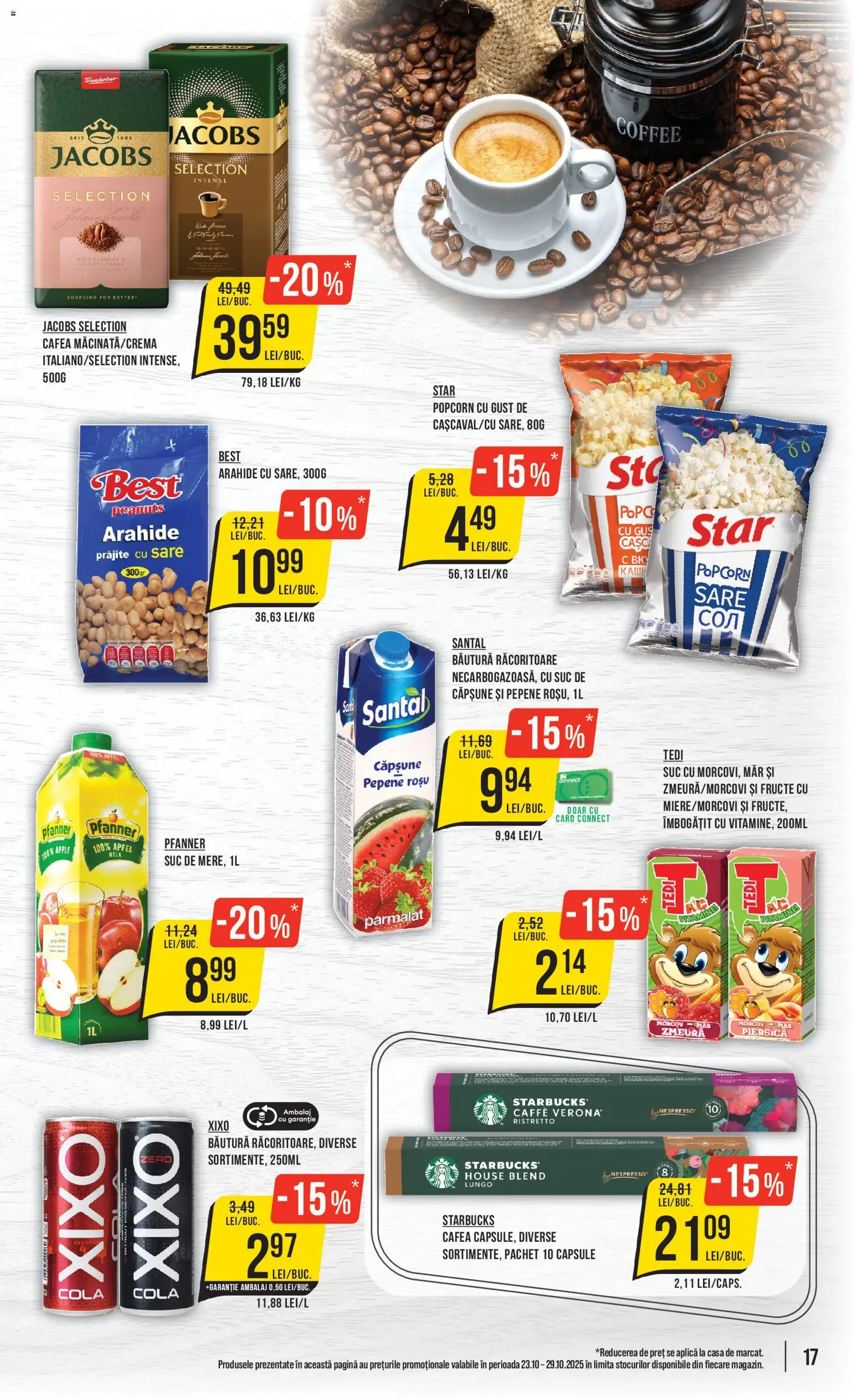 Noul catalog Mega Image – valabil de la 23.10.2025 | Pagină: 17 | Produse: Piersică, Zmeură, Amerikan servis, Apple