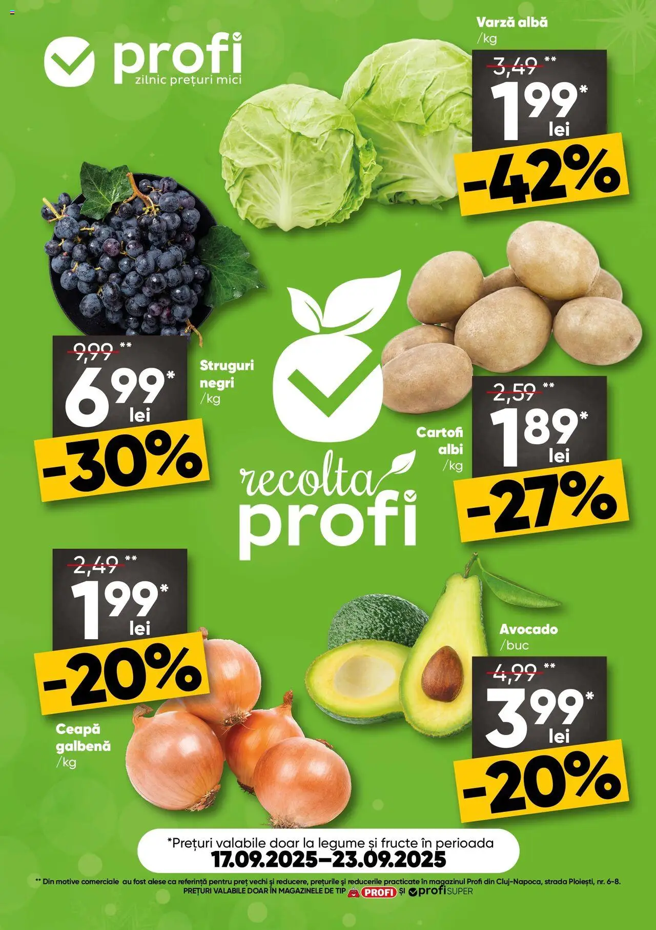 Noul catalog Profi – valabil de la 17.09.2025 | Pagină: 1 | Produse: Varză, Struguri, Mici, Cartofi