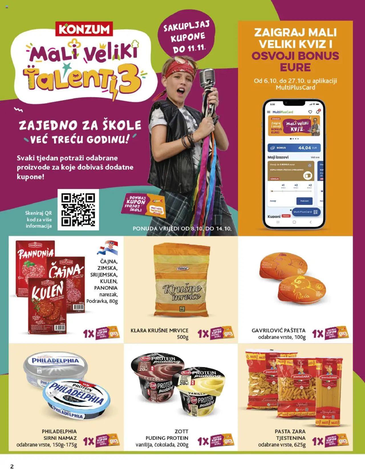 Konzum katalog | vrijedi od 08.10.2025 | Stranica: 2 | Proizvodi: Krušne mrvice, Tjestenina, Kulen, Pasta