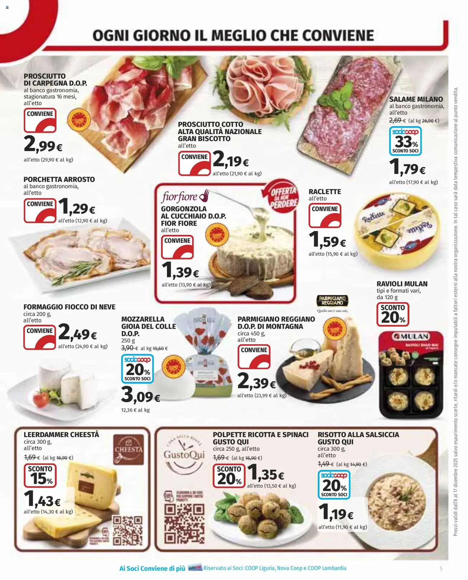 Volantino COOP del 08.12.2025 | Pagina: 5 | Prodotti: Salsiccia, Parmigiano reggiano, Parmigiano, Polpette