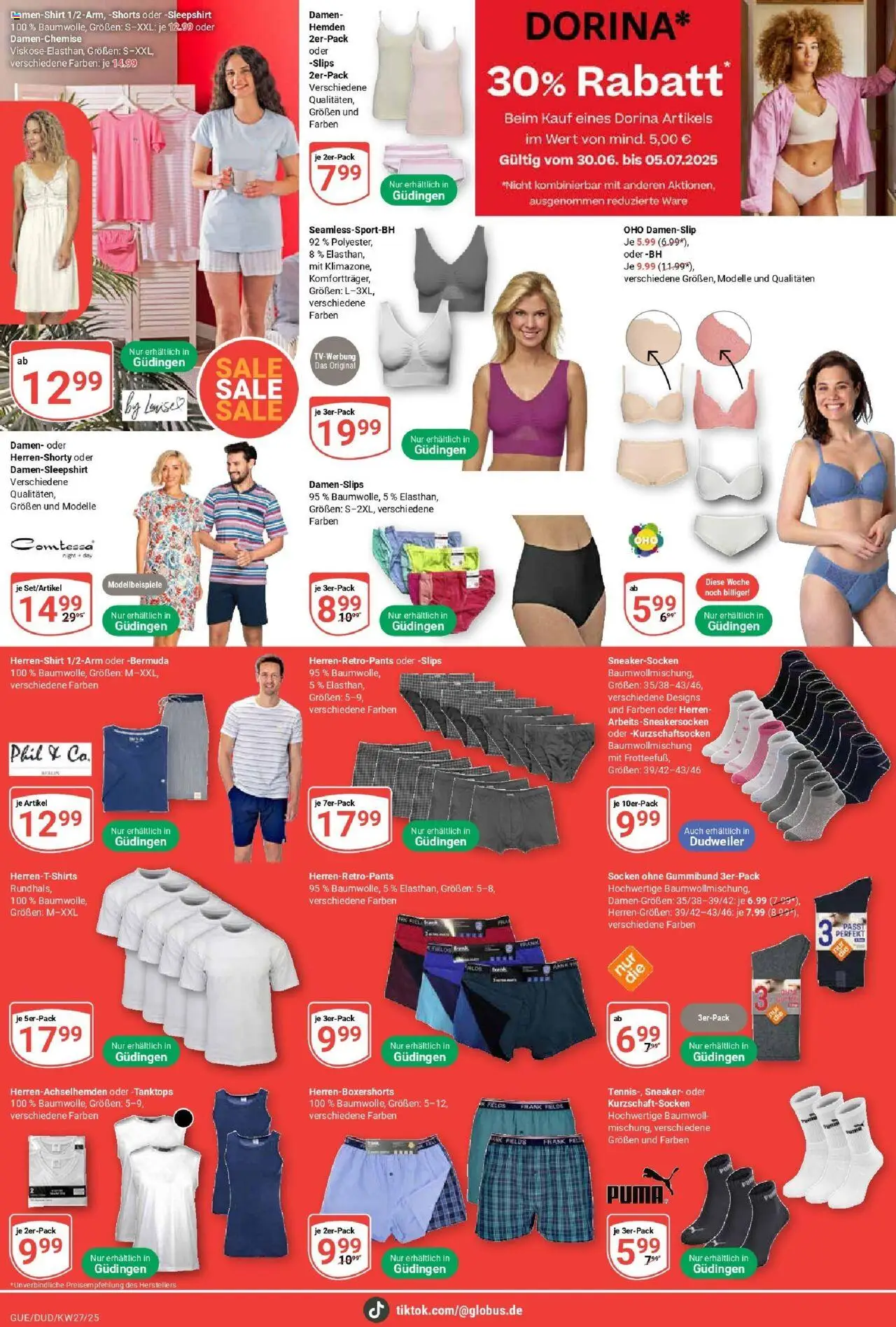 Globus prospekt Saarbrücken-Güdingen	 - gültig ab dem 29.06.2025 | Seite: 30 | Produkte: Bermuda, T-Shirt, BH, Socken