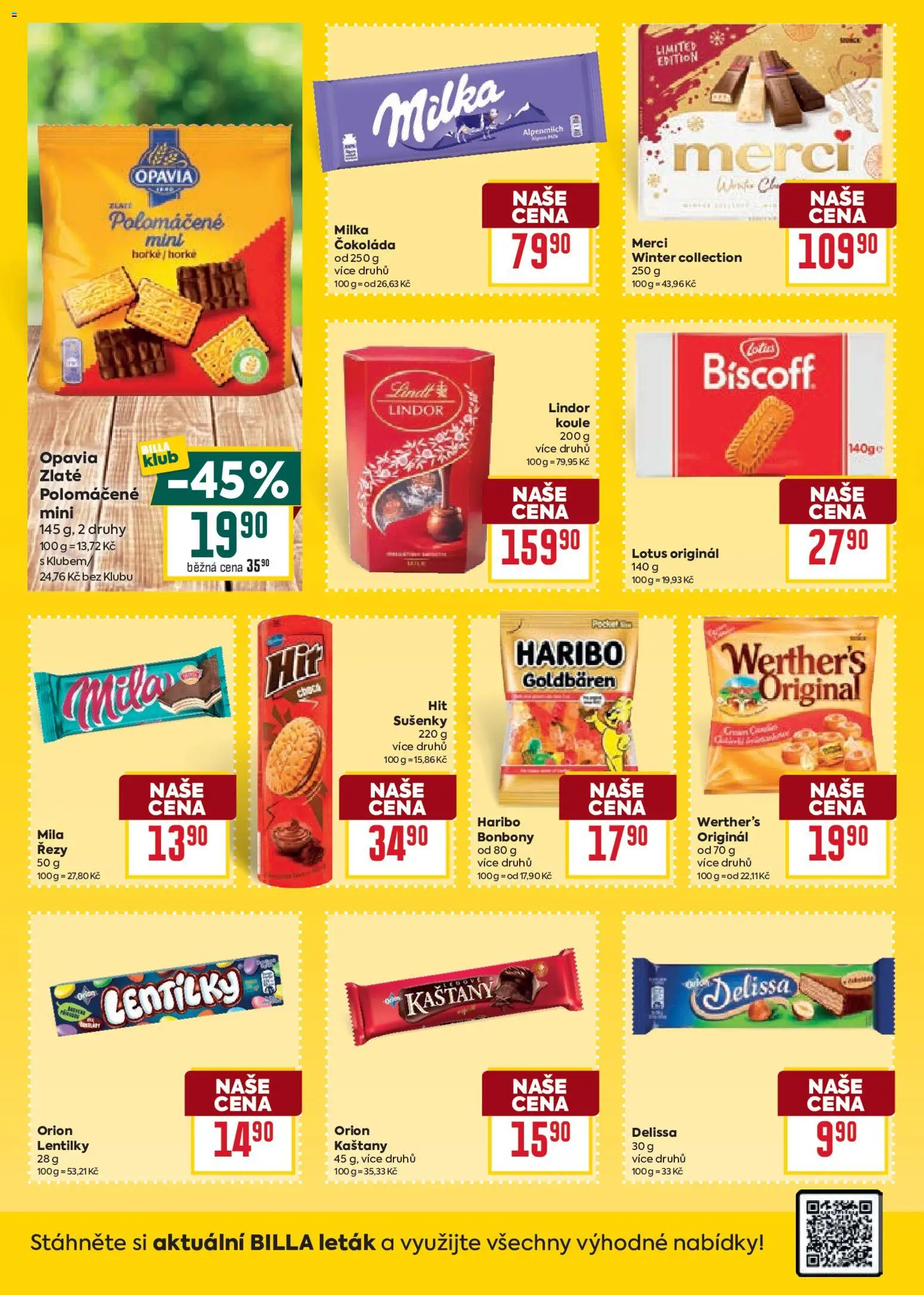 Billa Velký leták od 29.10.2025 | Strana: 34 | Produkty: Lindor, Haribo, Lentilky Orion, Sušenky