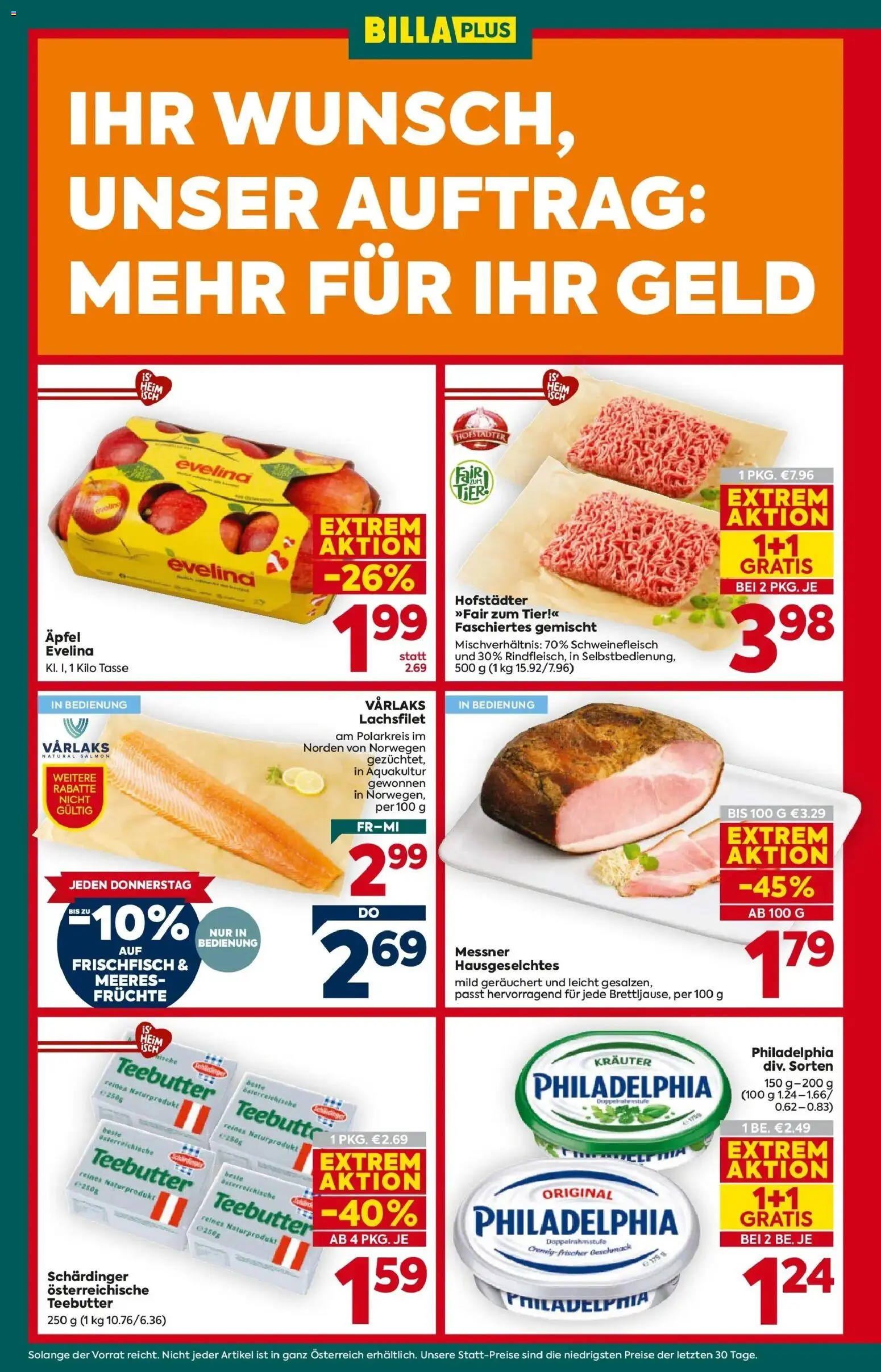 Billa Plus Flugblatt - Steiermark gültig ab 19.03.2026 | Seite: 4 | Produkte: Schweinefleisch, Äpfel