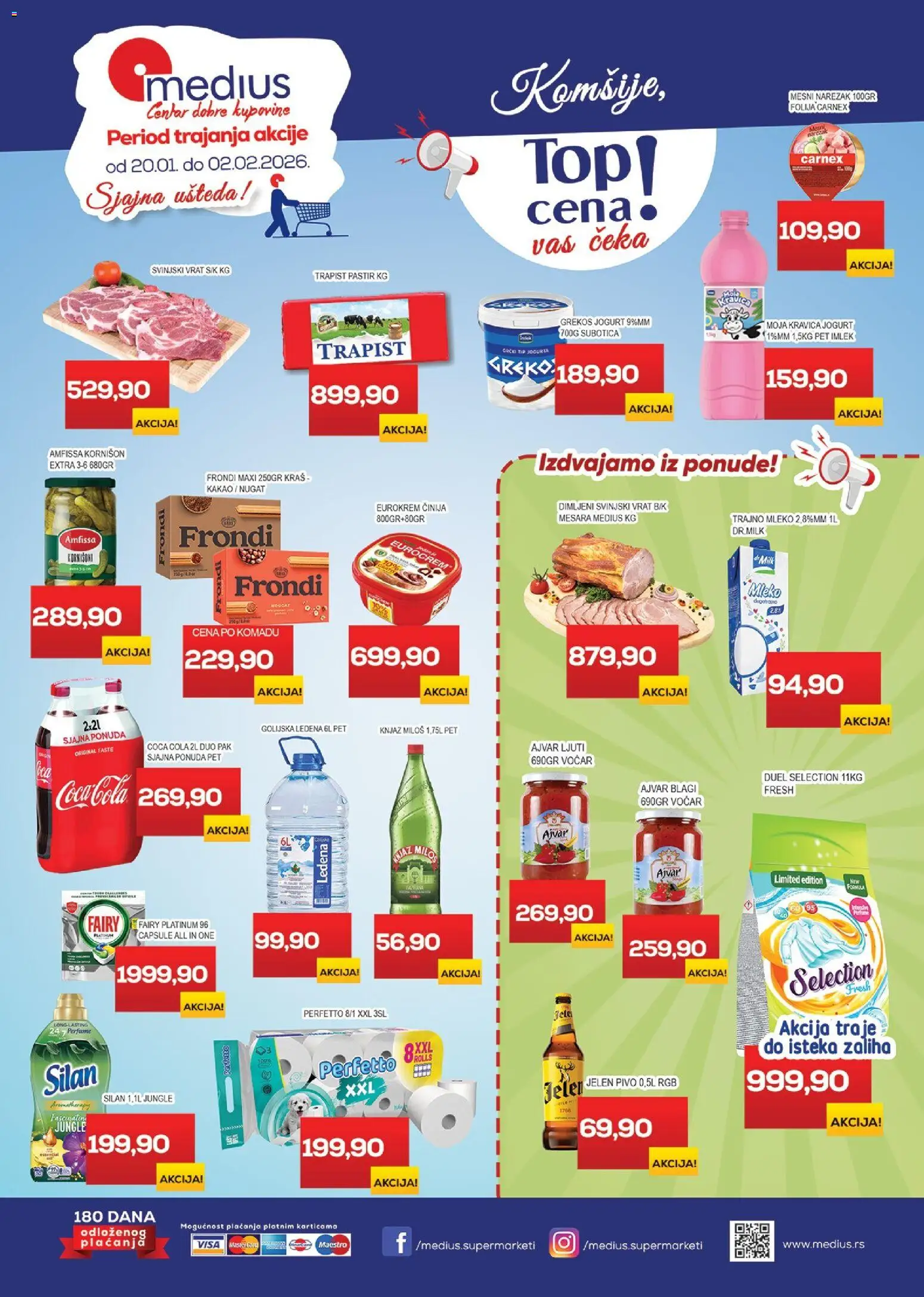 Medius katalog - važi od 20.01.2026 | Strana: 1 | Proizvode: Coca Cola, Ajvar, Eurocrem, Jogurt