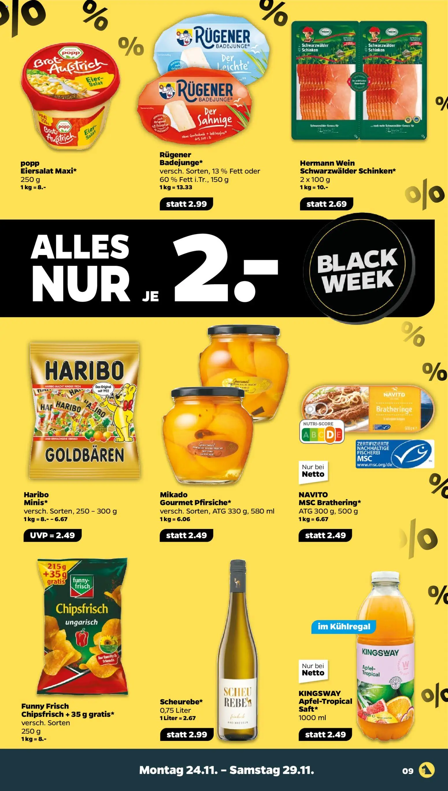 Netto - Black Friday – gültig ab 24.11.2025 | Seite: 9 | Produkte: Eier, Brot, Schinken, Salat