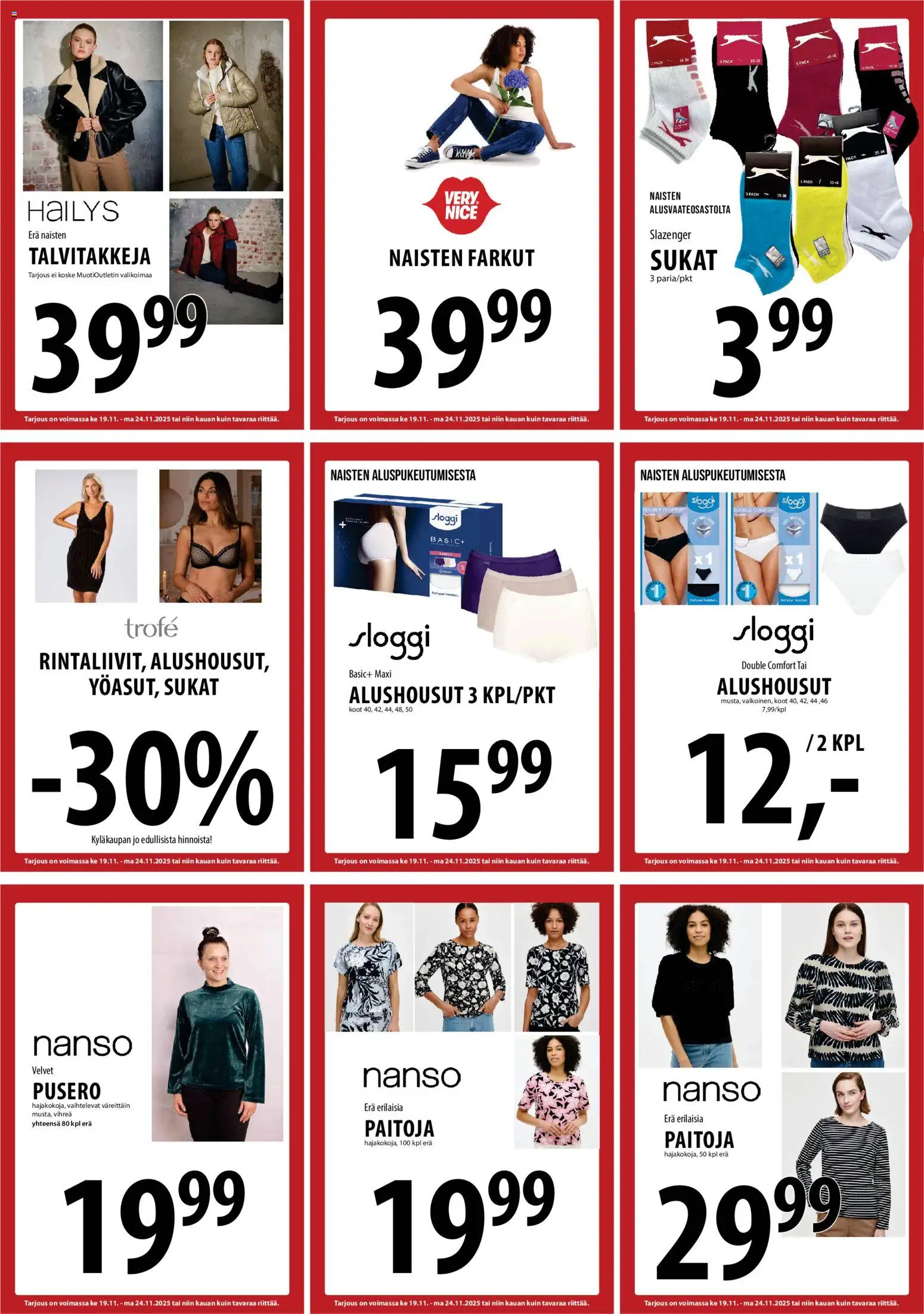 Tuuri tarjoukset – voimassa 19.11.2025 alkaen | Sivu: 24 | Tuotteet: Pusero, Sukat, Alushousut, Farkut