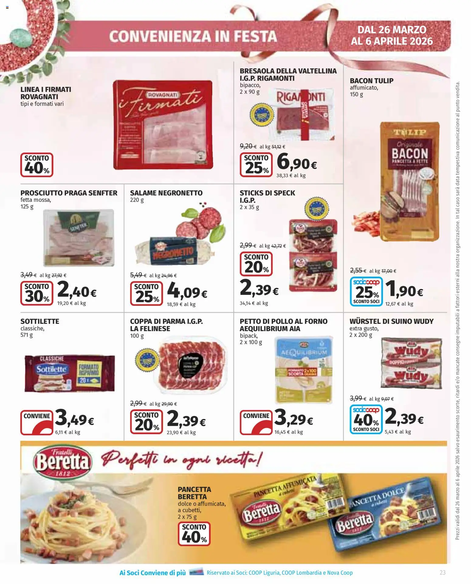 Volantino Ipercoop del 26.03.2026 | Pagina: 23 | Prodotti: Petto di Pollo, Bresaola, Prosciutto, Data
