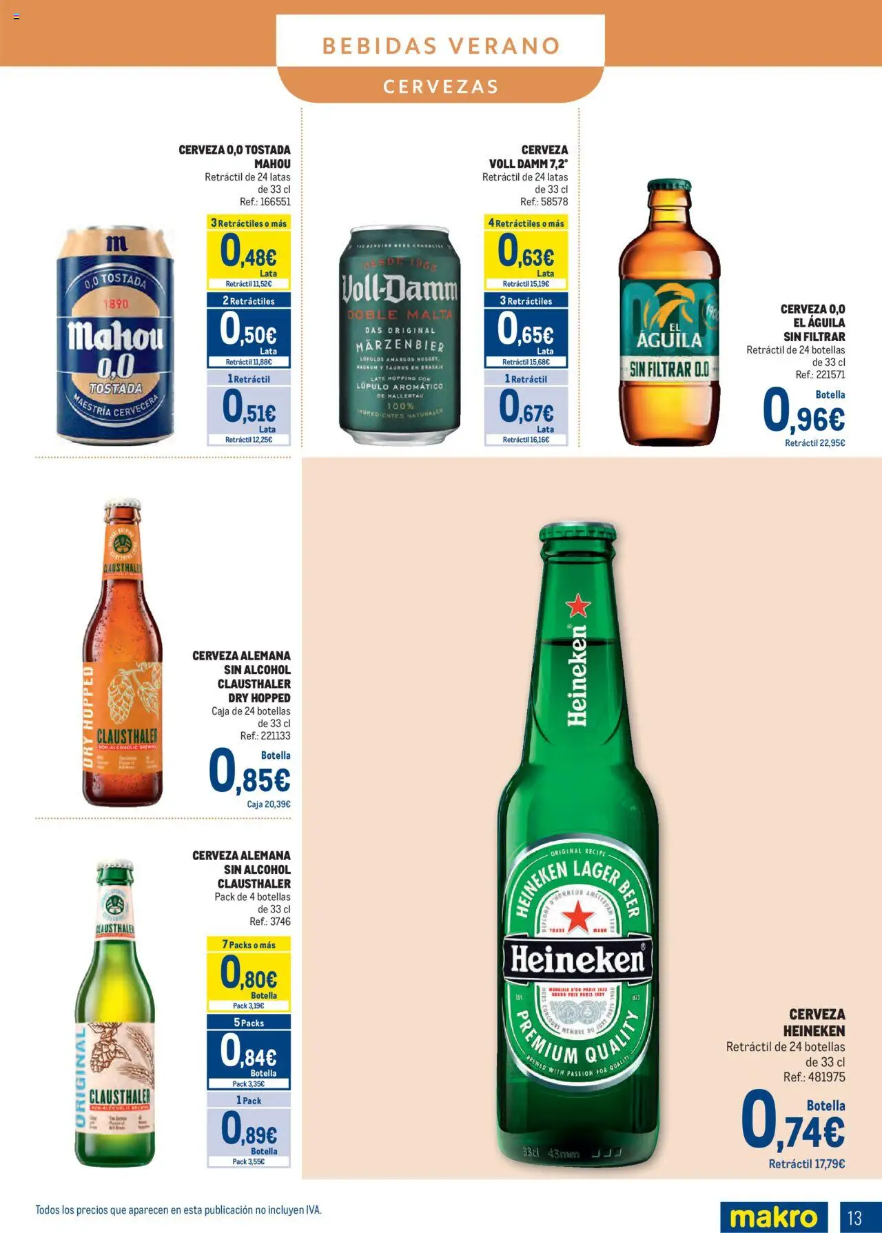 Makro - Bebidas Especial Verano Cataluña │ válido desde el 04.08.2025 | Página: 13 | Productos: Κρεμάστρα, Cerveza, Σπανάκι, Caja