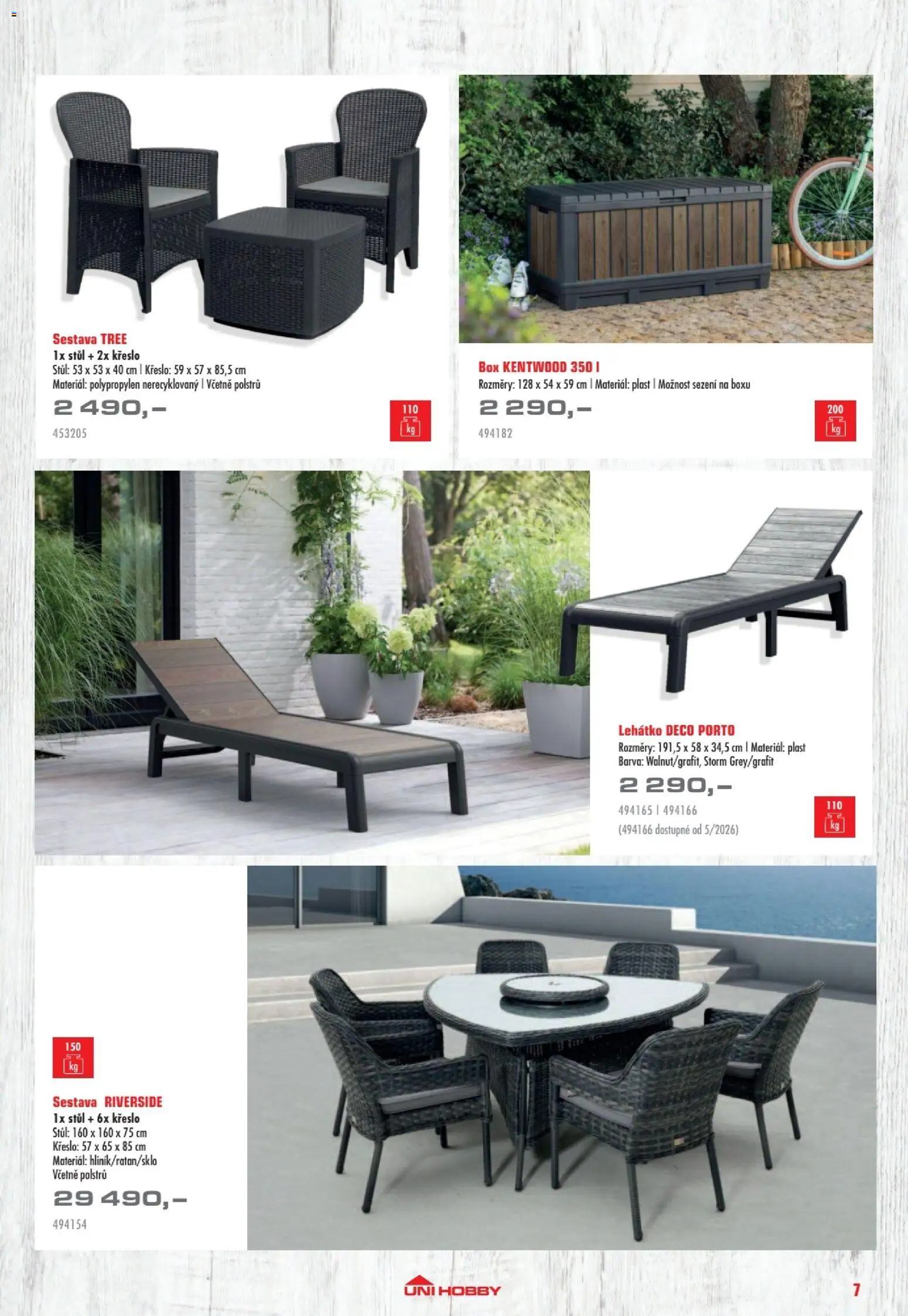Uni Hobby katalog - Nábytek, grily a bazény 2026 od 10.04.2026 | Strana: 7 | Produkty: Box, Křeslo, Lehátko, Stůl