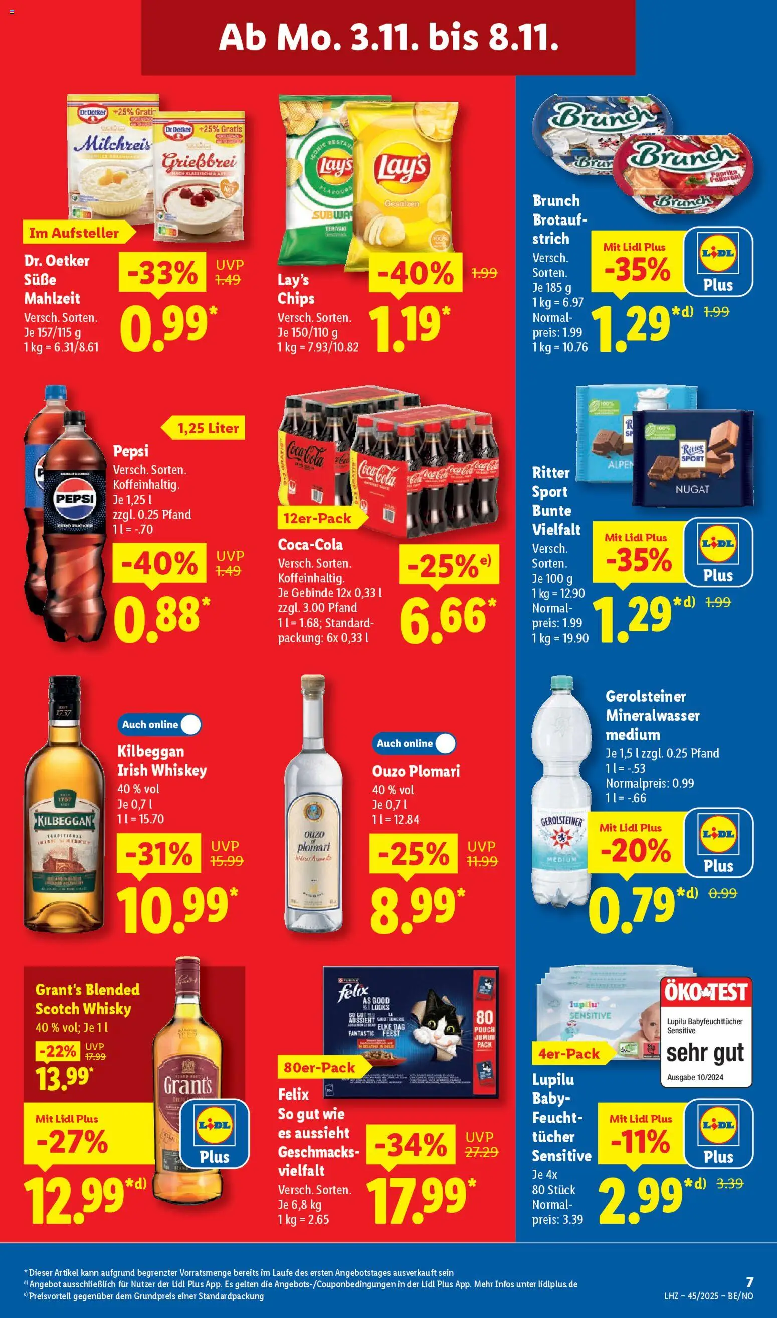Lidl Prospekt Holzminden – gültig ab 03.11.2025 | Seite: 13 | Produkte: Whisky, Mineralwasser, Chips, Gerolsteiner