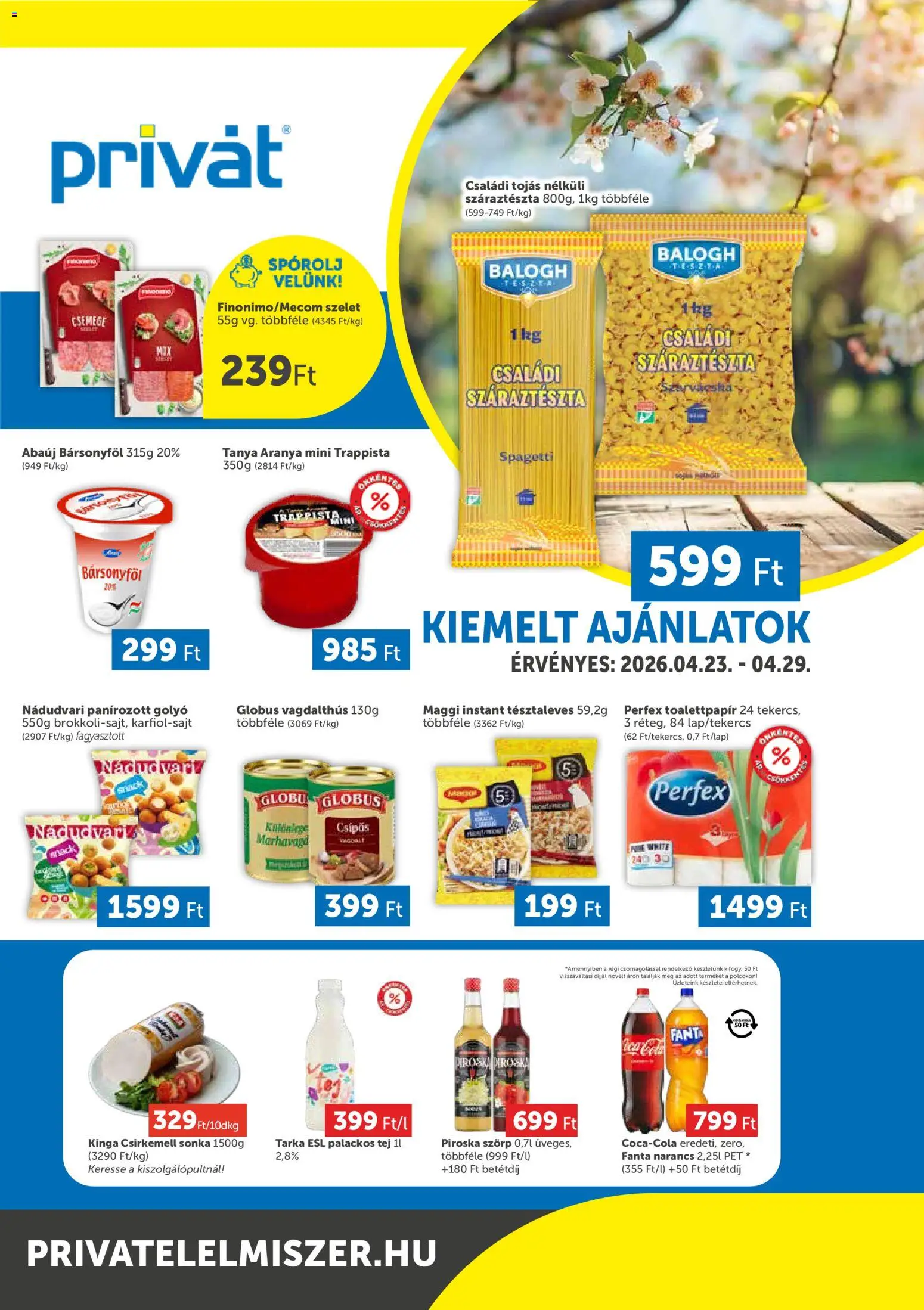 PRIVÁT akciós ujság - amely érvényes a következő dátumtól: 23.04.2026 | Oldal: 1 | Termékek: Fanta, Maggi, Tojás, Száraztészta