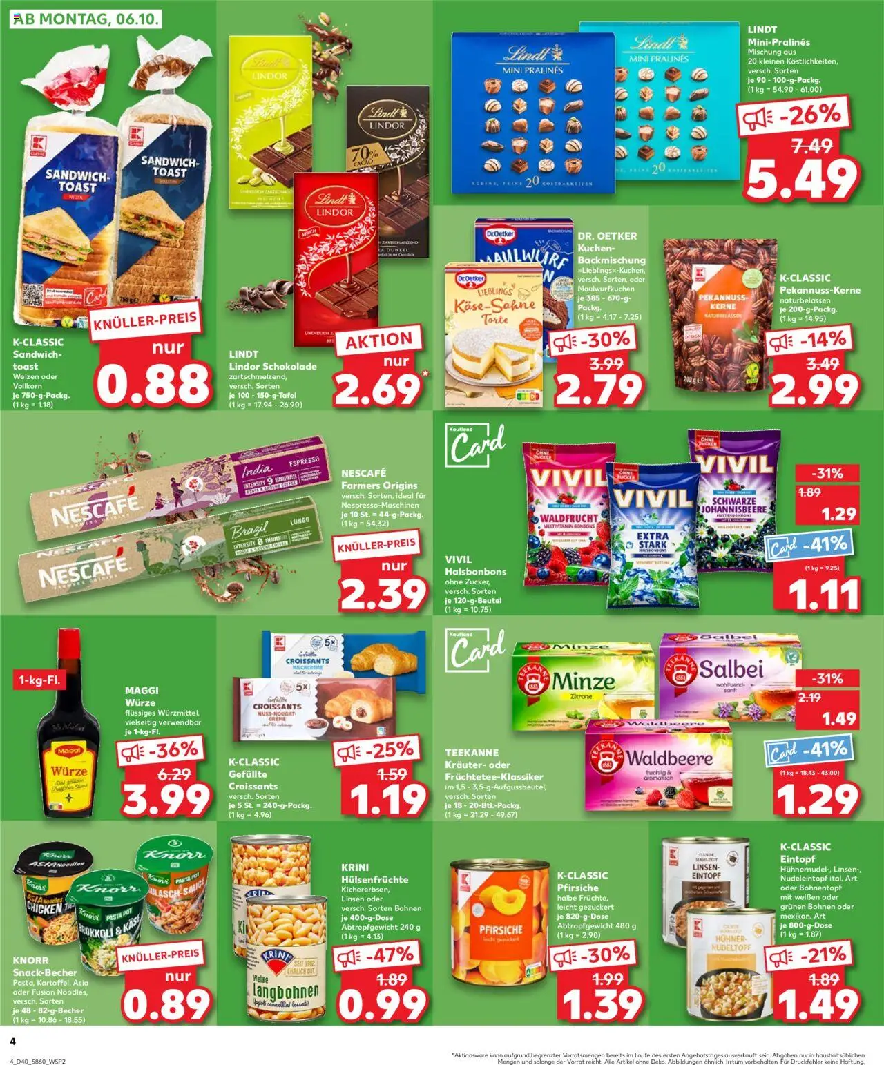Kaufland prospekt Stuttgart	 – gültig ab 05.10.2025 | Seite: 4 | Produkte: Zitrone, Teekanne, Lindt, Kuchen