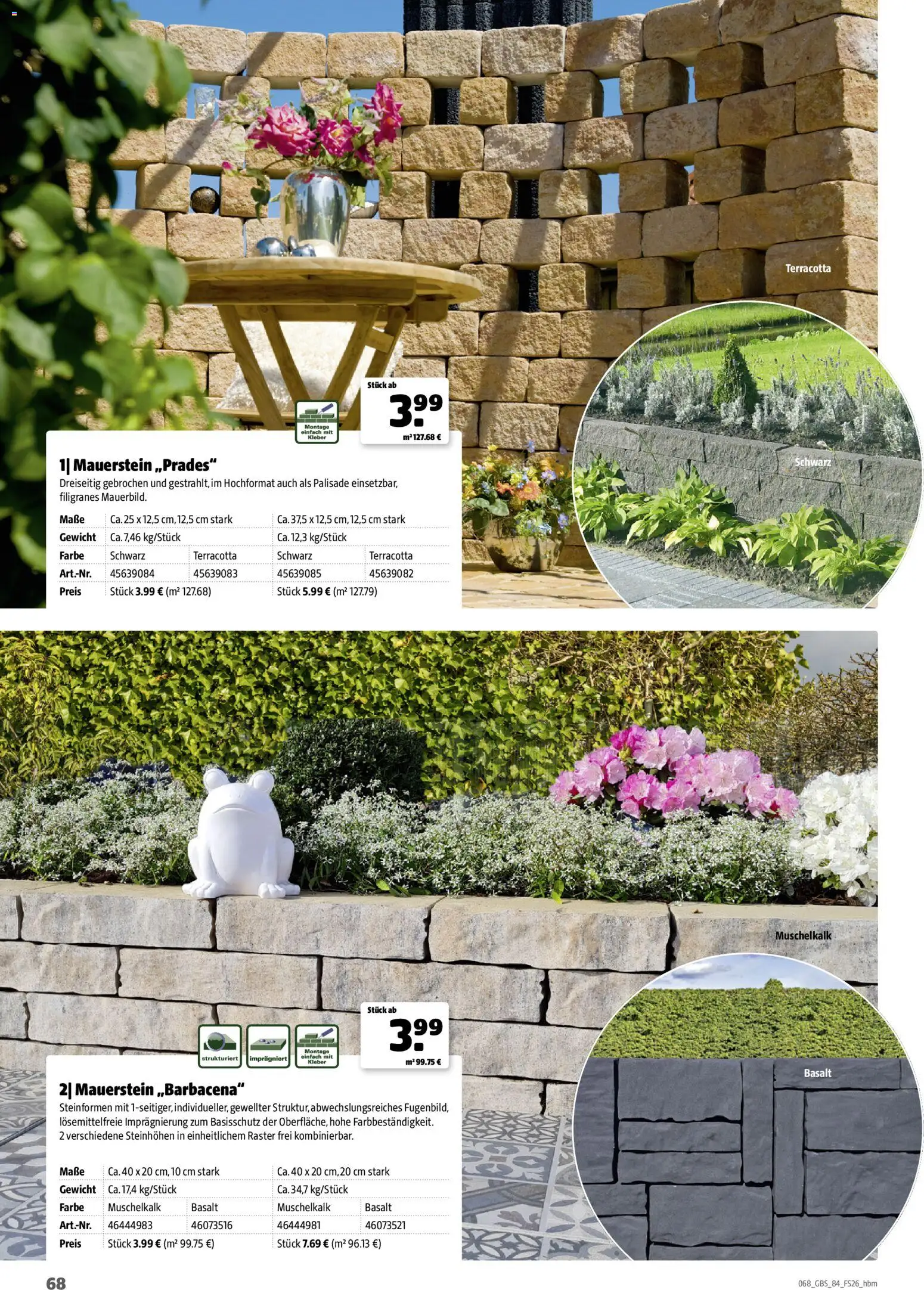 Hagebau Gartenbaustoffsortiment – gültig ab 02.03.2026 | Seite: 68 | Produkte: Gewicht