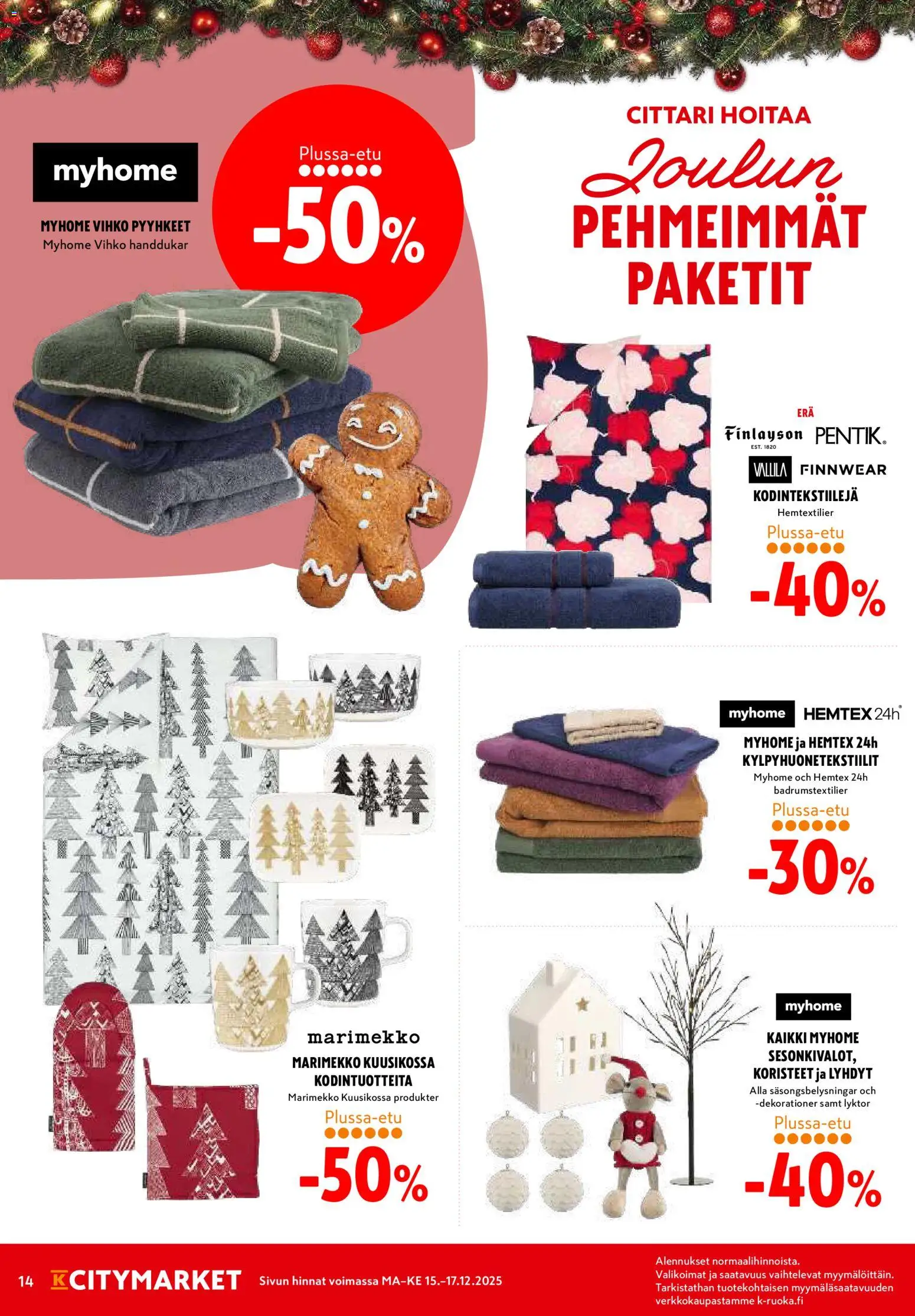 K-Citymarket tarjoukset – voimassa 15.12.2025 alkaen | Sivu: 14 | Tuotteet: Pyyhkeet