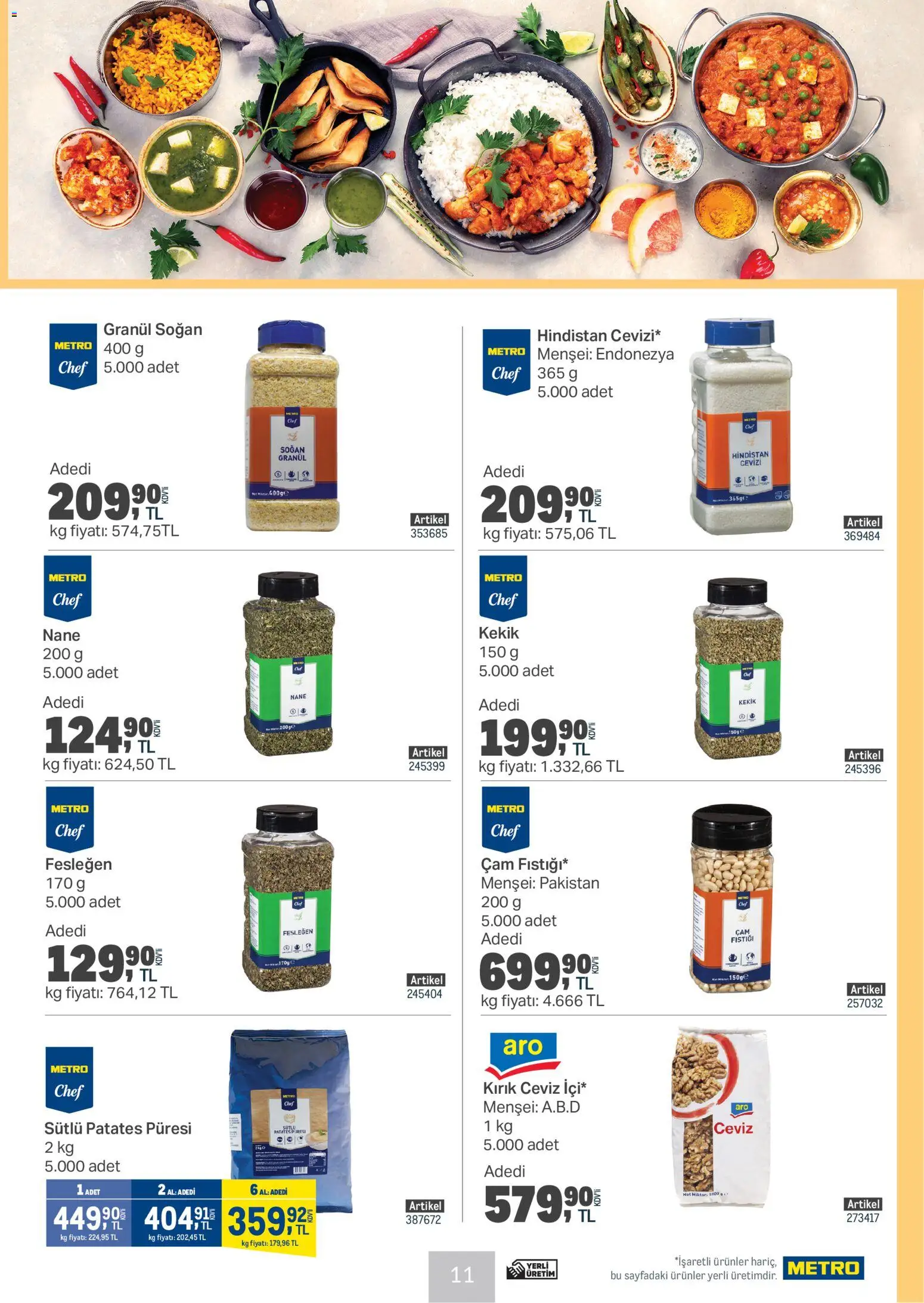 Metro - Et Tavuk ve Köfte Restoranları - 14.01.2026 tarihinden itibaren geçerlidir | Sayfa: 11 | Ürünler: Fesleğen, Patates, Ceviz, Nane