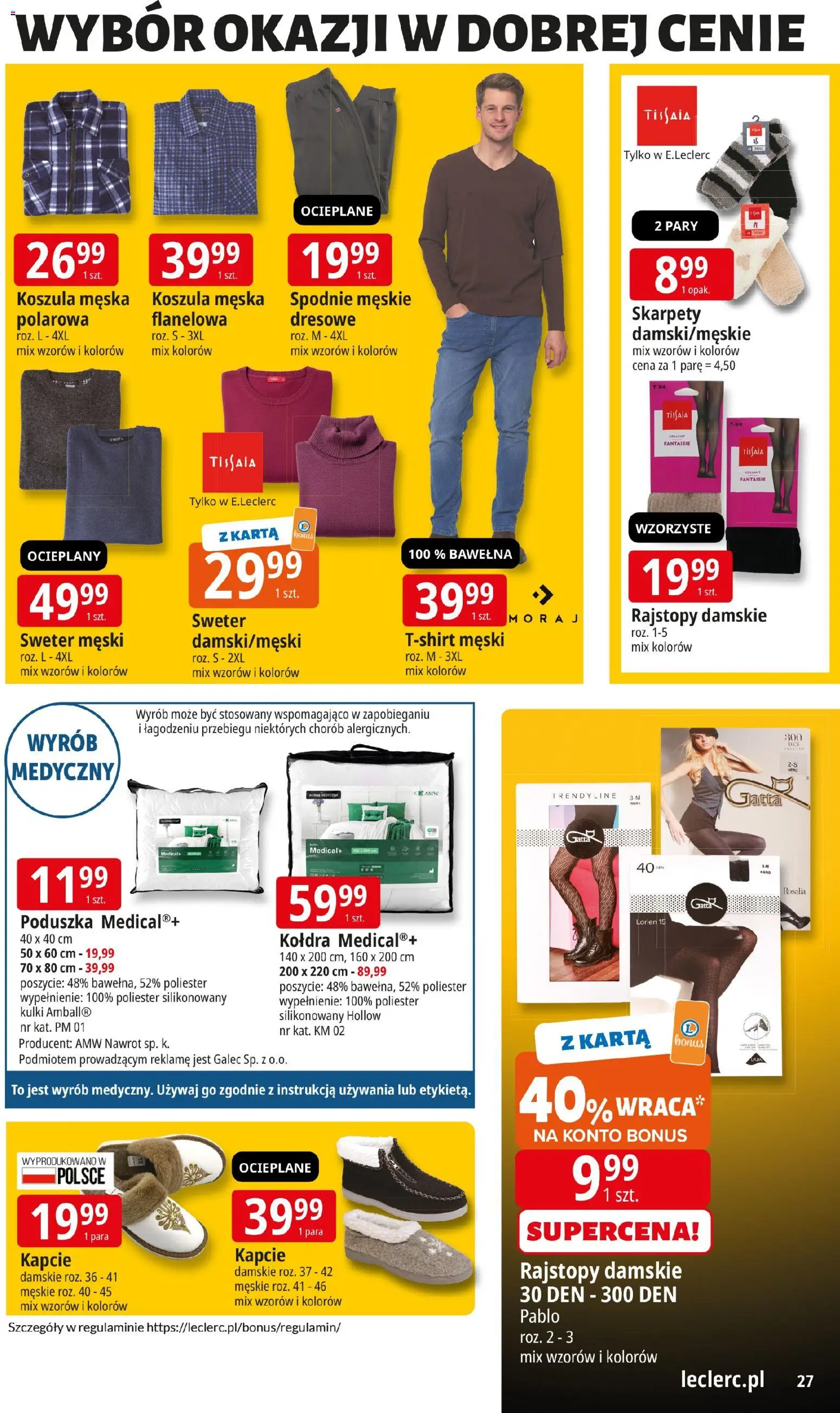 E.Leclerc Gazetka - Elbląg od 18.11.2025 | Strona: 27 | Produkty: Sweter, Spodnie, Skarpety, Kapcie