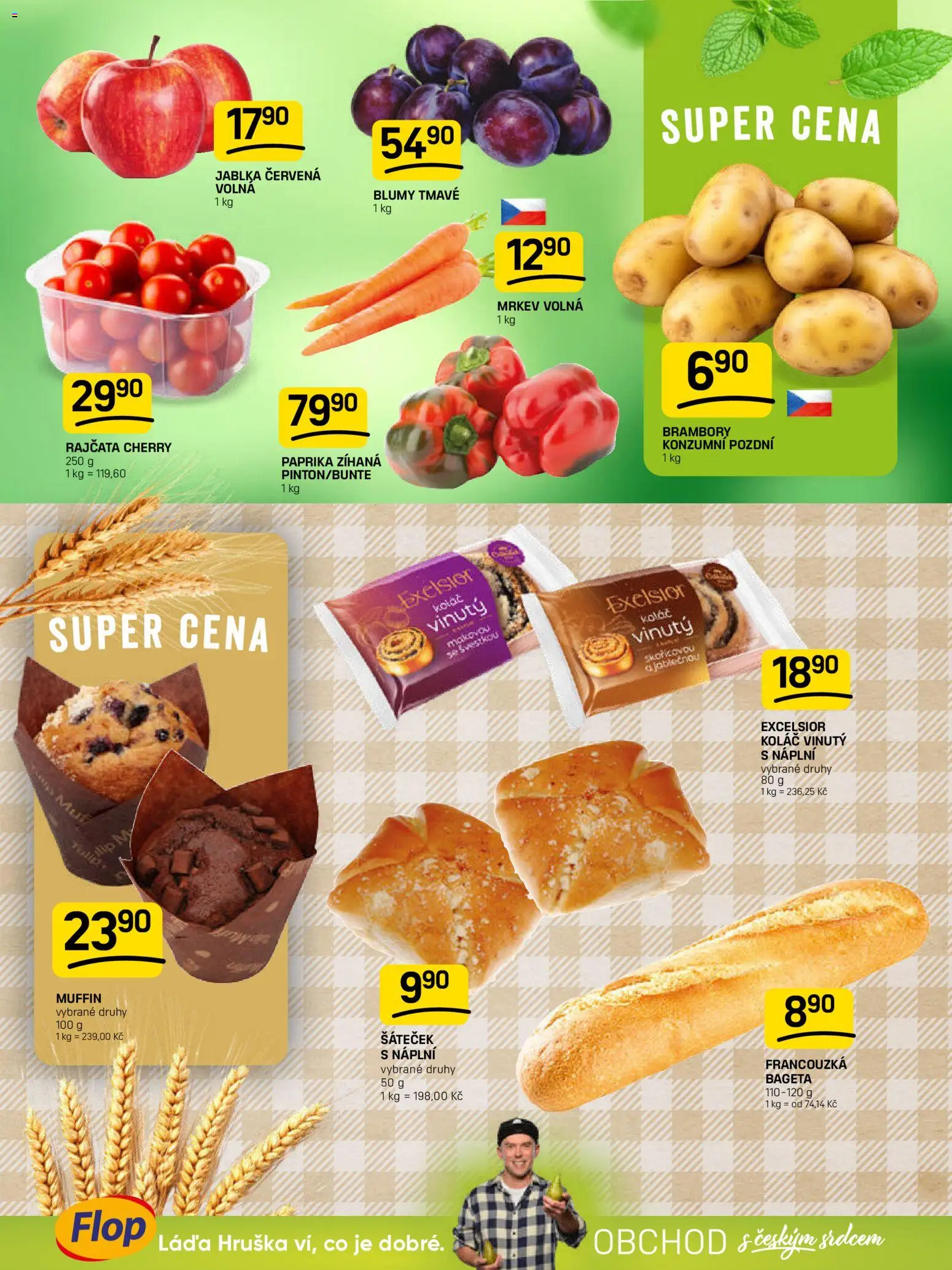 Flop leták od 21.01.2026 | Strana: 3 | Produkty: Jablka, Rajčata, Mrkev, Bageta