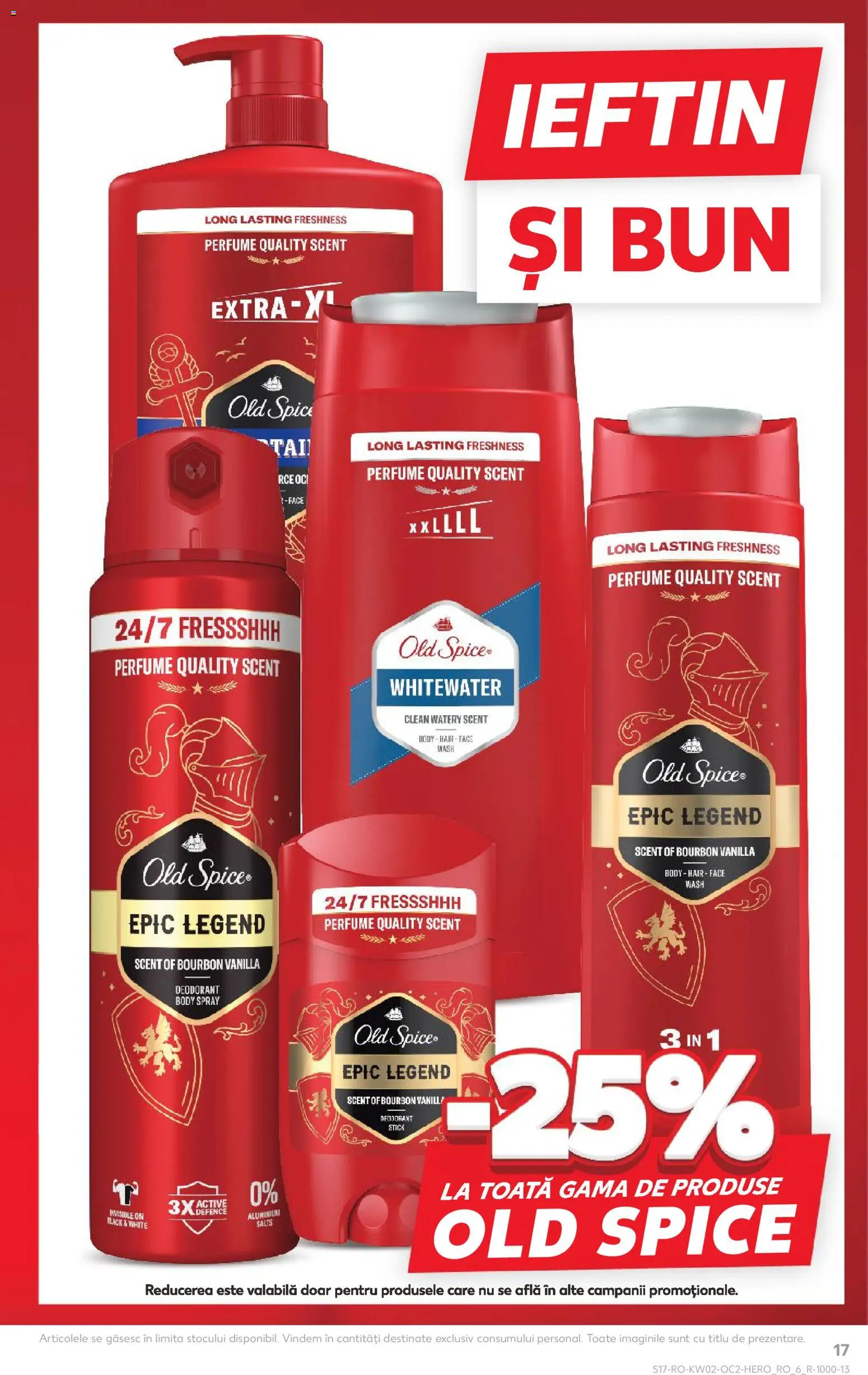 Kaufland RO akciós ujság - amely érvényes a következő dátumtól: 07.01.2026 | Oldal: 17 | Termékek: Old spice, Body, Bourbon